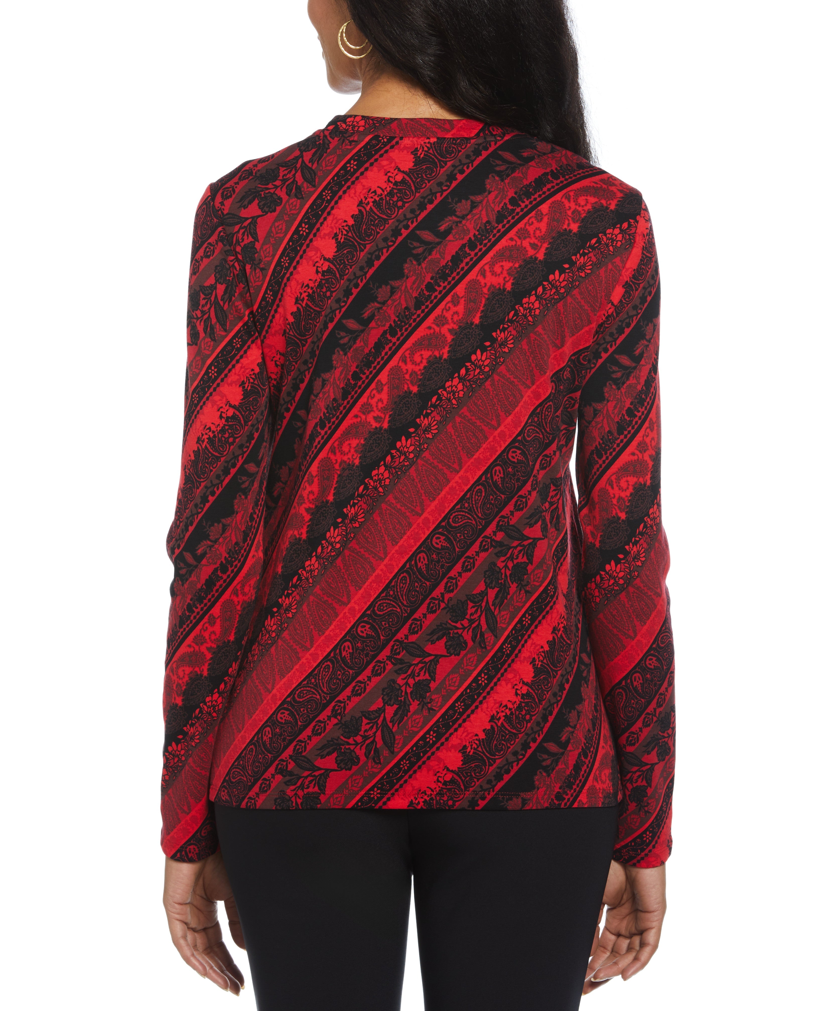 Stylish Paisley Stripe Button Detail Blouse for Women | Trendy Casual & Office Wear | Perfect for Spring & Summer Outfits