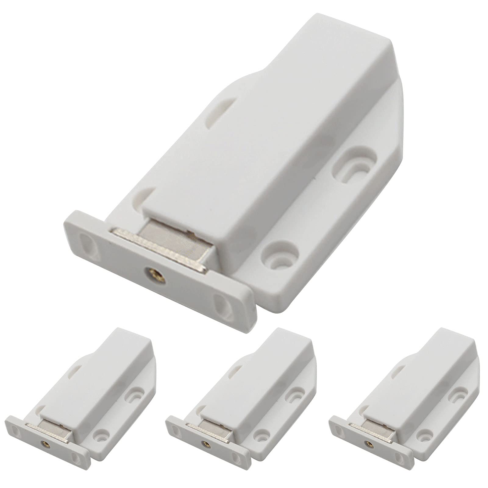 4Pcs Magnetic Cabinet Door Catch Latch Stopper - No Touch Handle-Free Design, White | Perfect for Kitchen Cabinets, Wardrobes & Furniture Doors