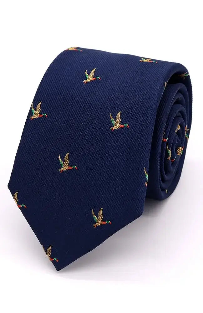 LA Smith Country & Hobby Flying Duck Silk Necktie - Elegant Duck Pattern Tie for Business, Wedding & Formal Occasions