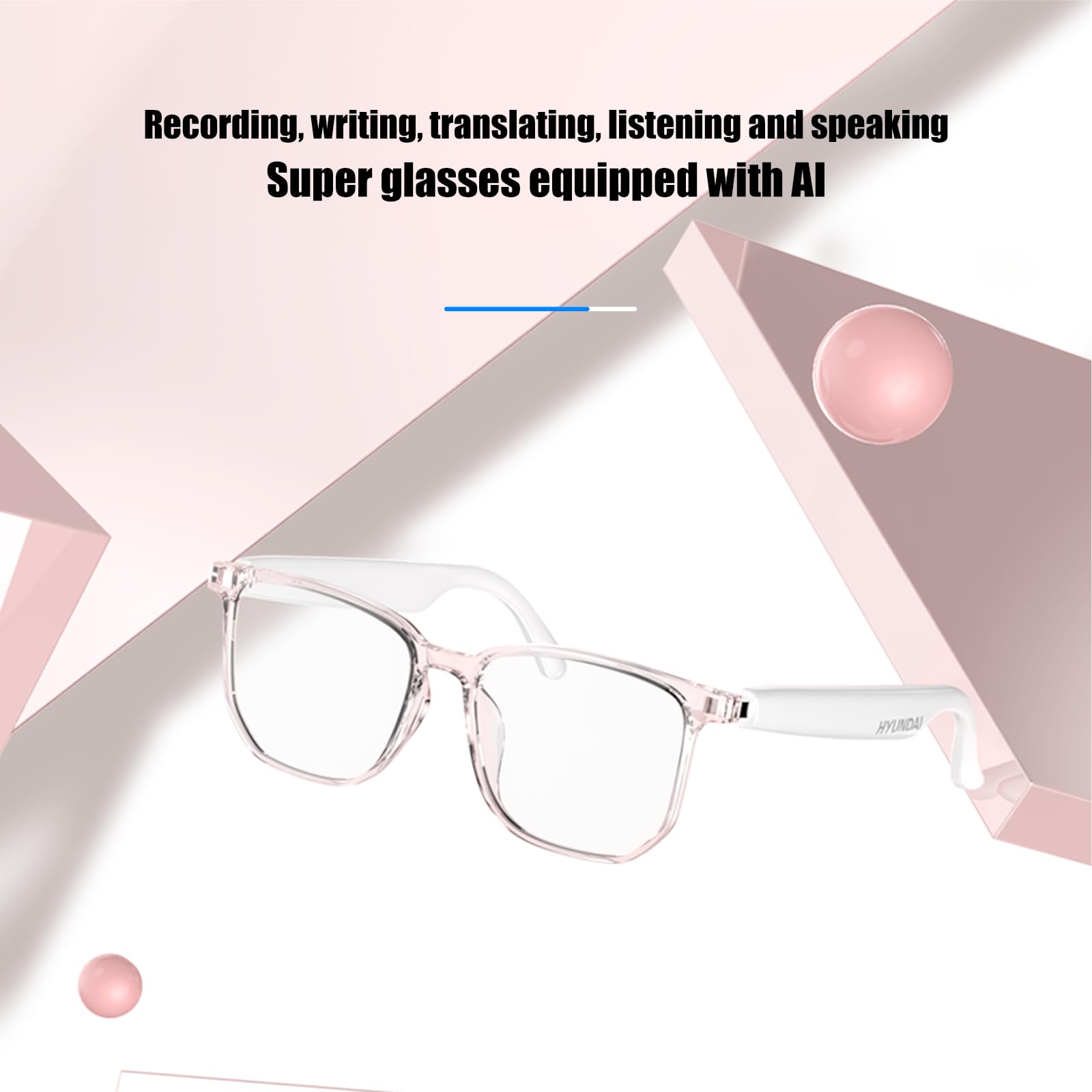 AI Smart Glasses with Real-Time Translation - Wireless Bluetooth Translator Glasses Supporting 75 Languages | Smart Music Glasses for Business Professionals | Perfect for International Meetings, Travel & Hands-Free Calling