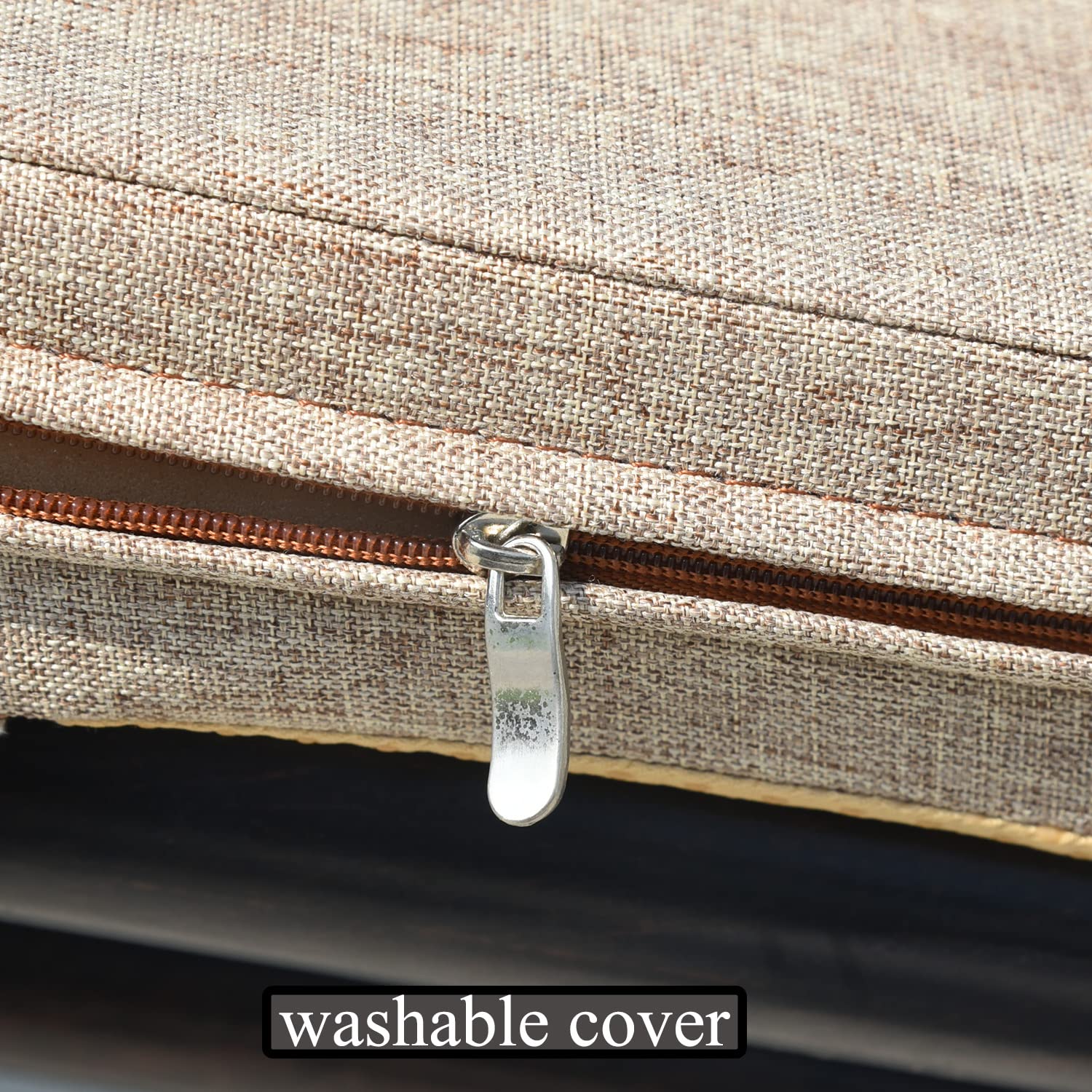 **30x14 Inch No-Slip Washable Bay Window Seat Cushion with Zipper – Light Khaki – Indoor Furniture & Piano Bench Cushion for Cozy Reading Nook & Home Decor**