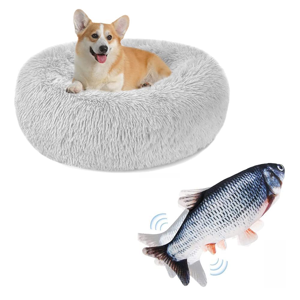 Tocirelo Fluffy Floppy Fish Dog Toy - Interactive Chew Toy for Puppies & Small Dogs | Soft Calming Dog Bed for Anxiety Relief - Perfect for Playtime & Relaxation at Home