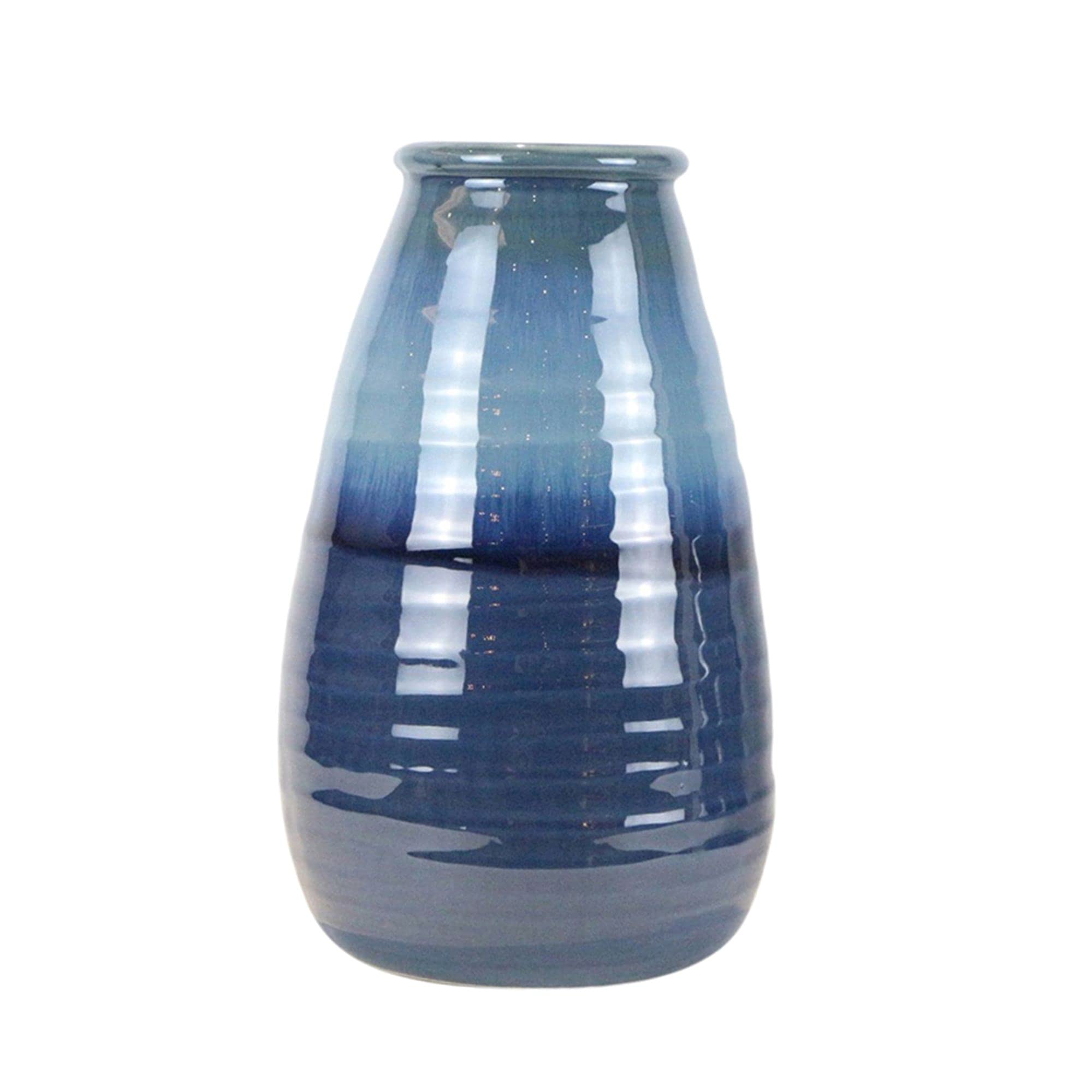 Kingston Living 16 Inch Blue Ceramic Table Vase - Modern Home Decor for Dining Table, Living Room Centerpiece, Wedding & Office Decoration