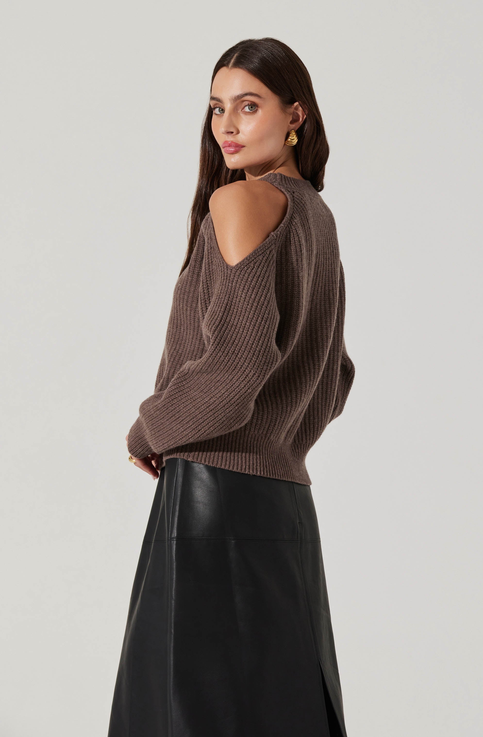 Millicent Women's Ribbed Cold Shoulder Sweater - Soft Knit Pullover for Fall & Winter - Casual Chic Tops for Outings & Date Nights
