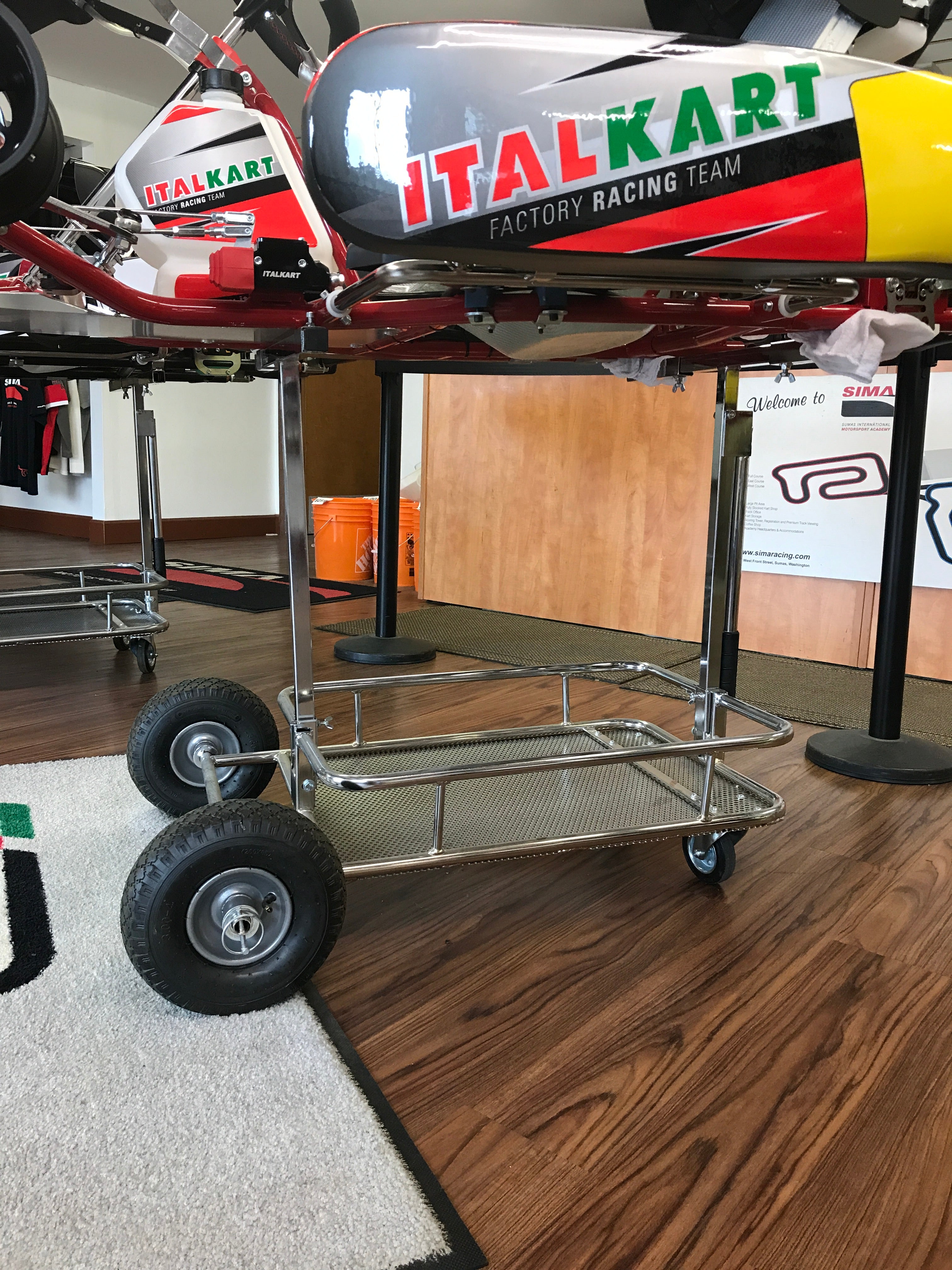 HQ Kart Stand Chrome - Heavy Duty Racing Cart Stand for Go Karts & ATVs - Perfect for Garage, Workshop & Track Use