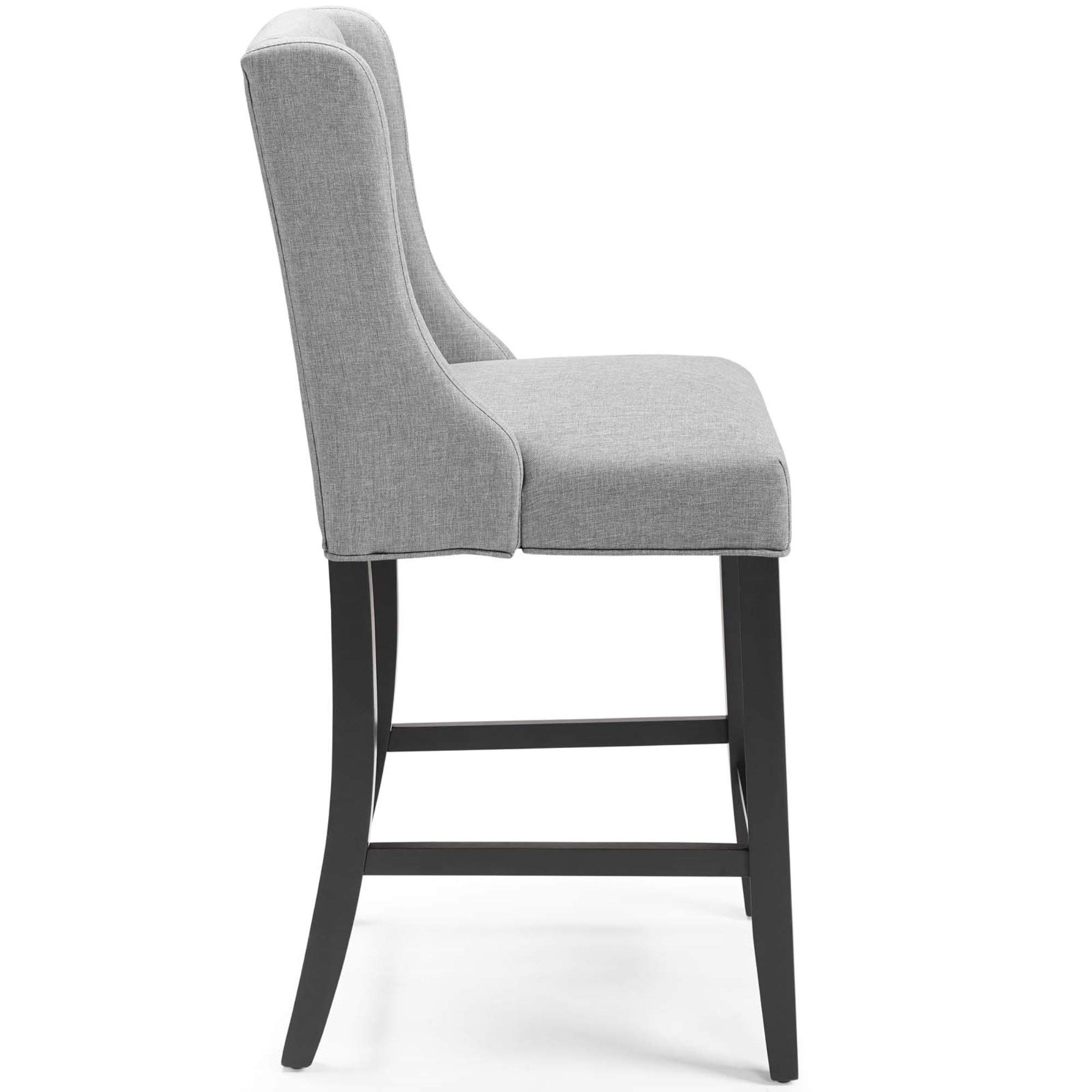 Ergode Baronet Tufted Button Upholstered Fabric Counter Stool Set of 2 - Modern Light Gray Kitchen Bar Stools with Comfortable Padding & Solid Wood Legs - Perfect for Breakfast Bars, Kitchen Islands, and Home Decor