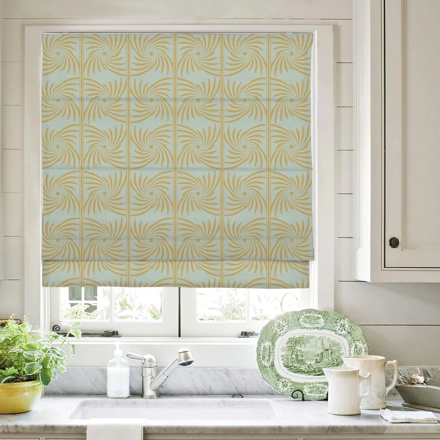 Printed Roman Shade Cord Lift - Elegant Window Treatment for Home & Office Decor | Easy Pull Cord System for Roman Blinds | Perfect for Living Rooms, Bedrooms & Offices