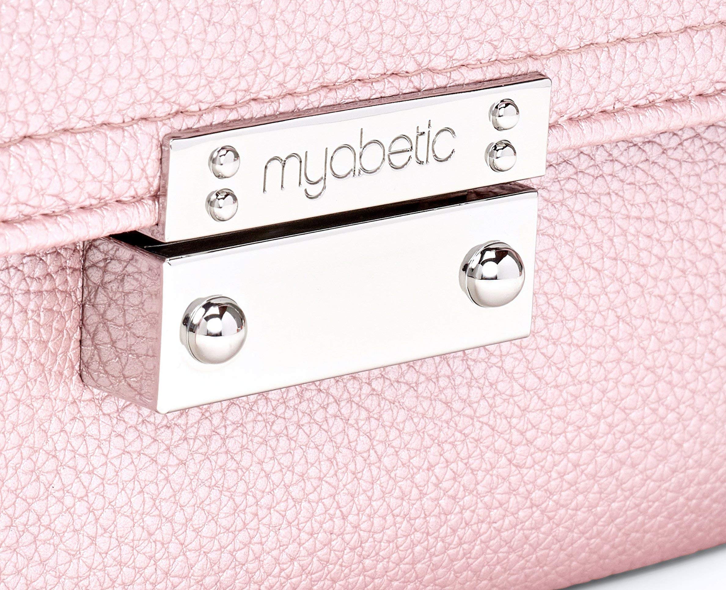 Myabetic Tina Diabetes Mini Crossbody Bag for Glucose Meter, Test Strips, Insulin Pen & Vial - Organizer for Keys, Credit Cards & Essentials (Pink Frost) - Perfect for Daily Use, Travel & Medical Needs