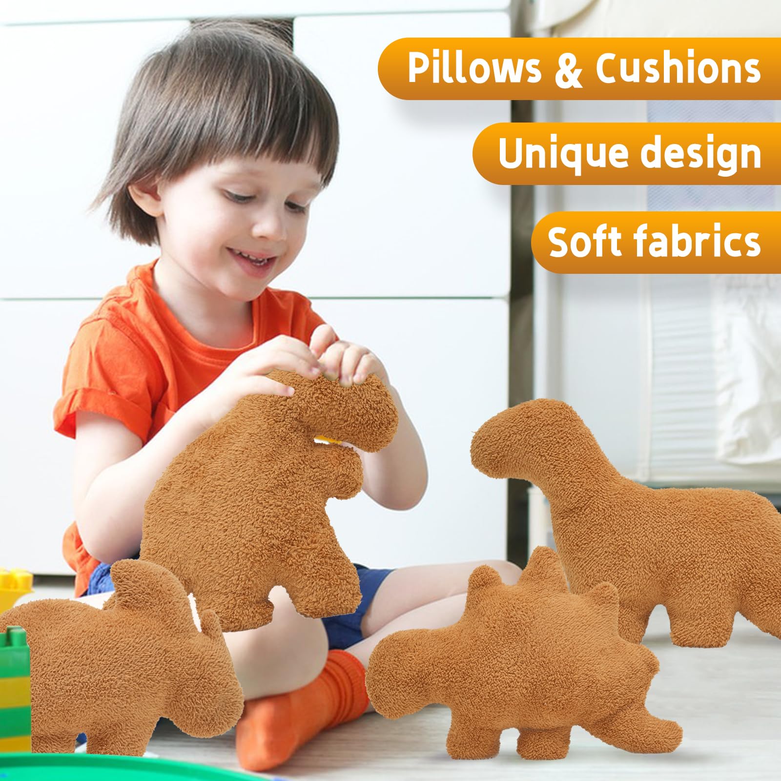 Dino Nugget Plush Toy - 19 Inch Funny Dino Chicken Nuggets Pillow, Soft Stuffed Animal Gift for Kids, Adults & Girlfriend | Perfect for Christmas, Birthday Gifts & Couch Decor
