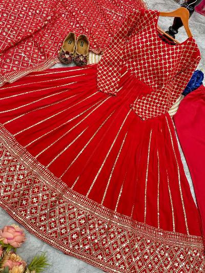 Elegant Red Designer Partywear Anarkali Suit Set - Premium Indian Ethnic Outfit for Women | Perfect for Weddings, Festivals & Special Occasions | Fast UK Next Day Delivery