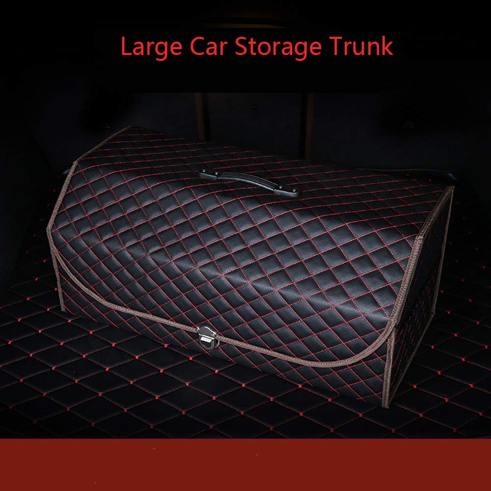 Premium SUV Trunk Organizer - Extra Large Collapsible Car Storage Box with Metal Buckle Lid | Adjustable Vehicle Organizer for Travel, Camping & Road Trips | Durable Leather Trunk Organizer for SUVs, Sedans & Minivans
