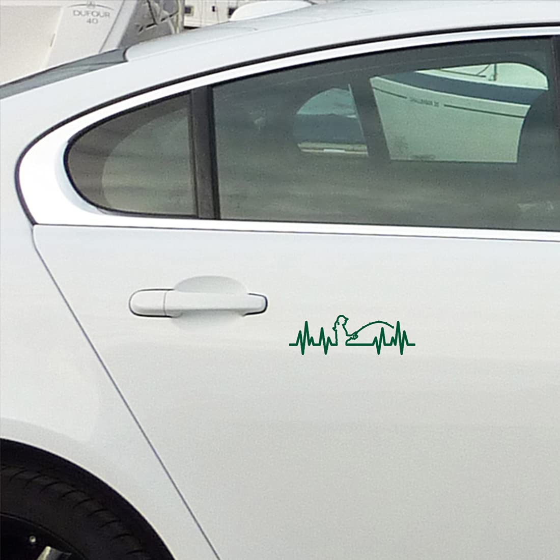 Premium Waterproof Vinyl Decal Stickers - Heartbeat Woman Fishing Design (Green, Set of 2) for Laptop, Phone, Helmet, Car Window, Mug, Cup, Wall Decor | Perfect for Outdoor Enthusiasts & Fishing Lovers