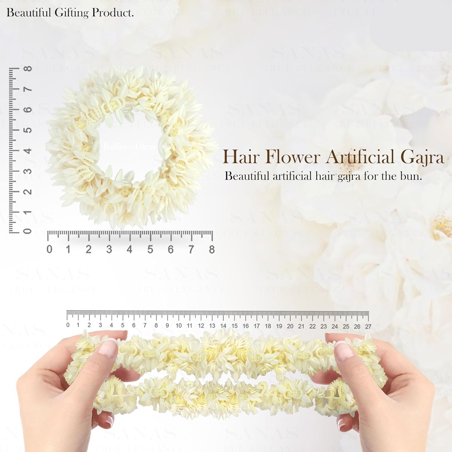 White Hair Gajra for Women - South Indian Wedding Hair Accessories with Artificial Mogra Flowers | Bun Maker Extension for Girls | Jasmine Flower Gajra Hairstyling Juda Maker (Pack of 2) - Perfect for Weddings, Festivals, and Traditional Indian Hairstyles