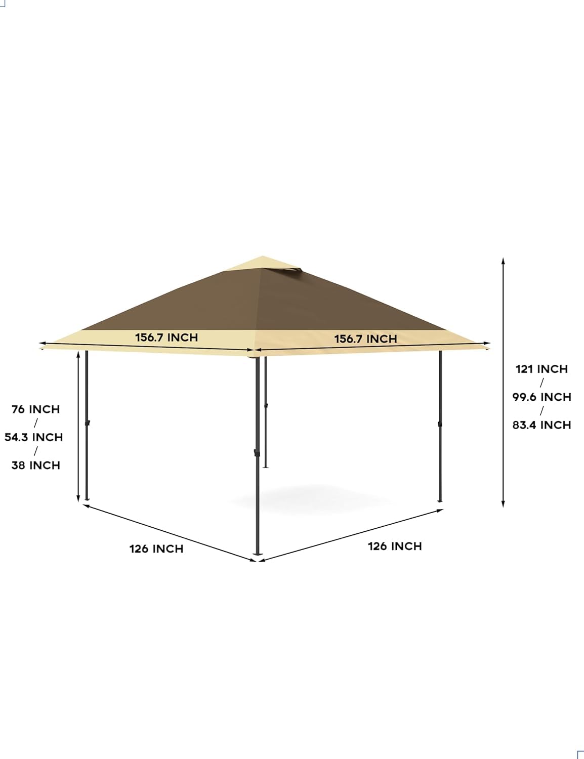 13x13 Ft Pop Up Gazebo Tent - Adjustable Height Instant Canopy for Outdoor Events, Parties, Camping & Backyard (Khaki & Light Khaki) | Perfect for BBQs, Beach Days & Garden Gatherings