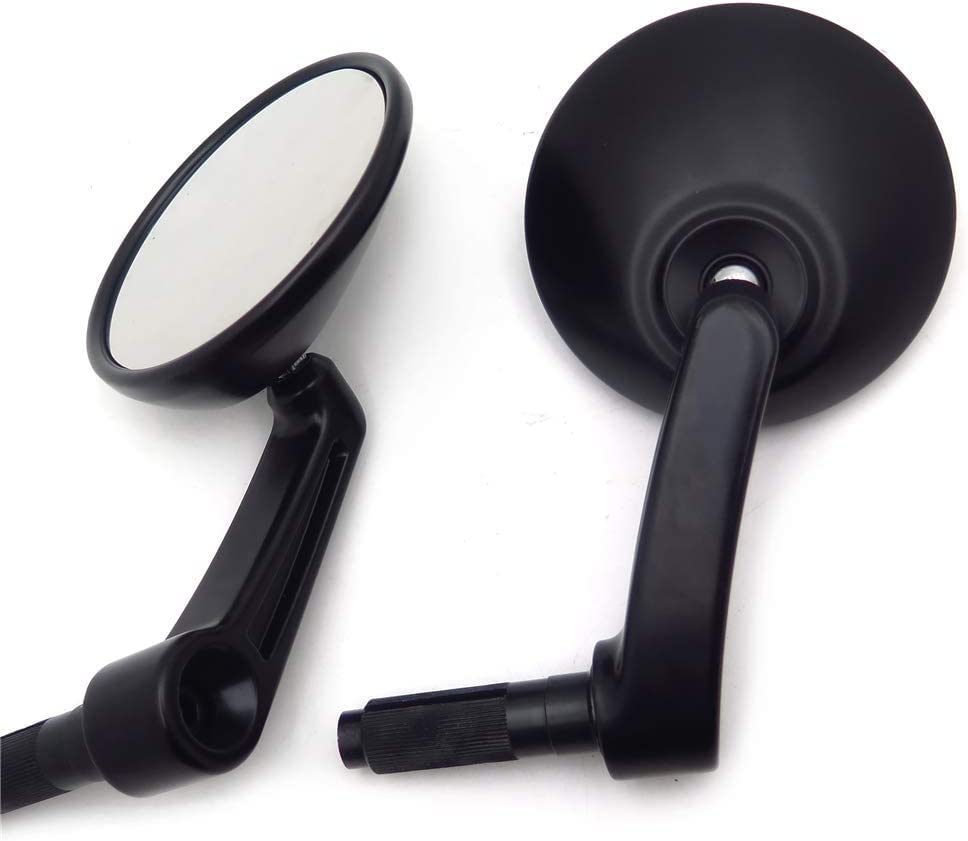 HTTMT USMT252-030-BK Adjustable Black Round Bar End Rearview Side Mirrors - 22mm Compatible with Cafe Racer Motorcycles - Perfect for Urban Commuting and Scenic Rides