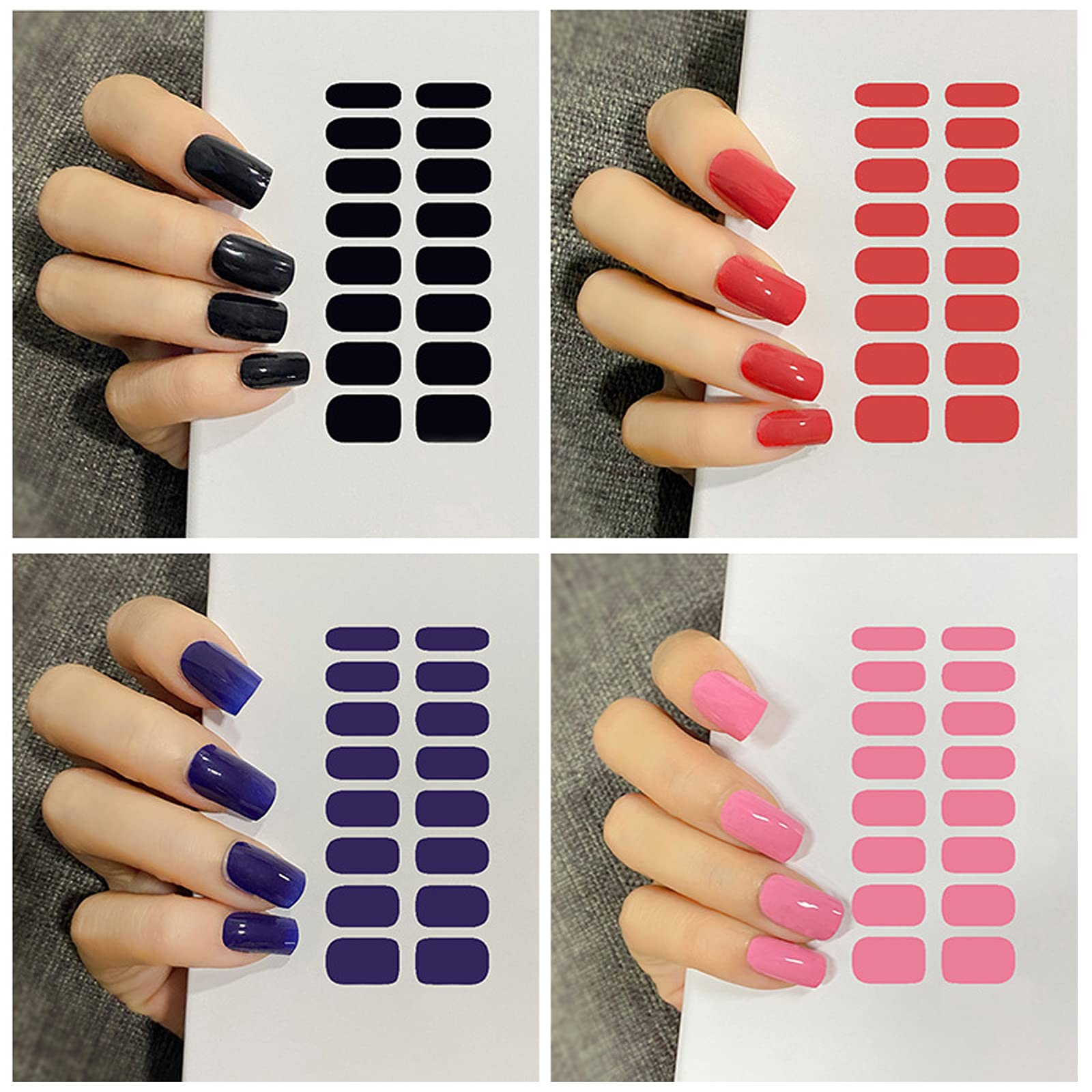 12 Sheets Full Wraps Nail Polish Strips - Solid Color Self-Adhesive Nail Art Stickers for Women & Girls | Easy DIY Manicure at Home, Parties & Special Occasions