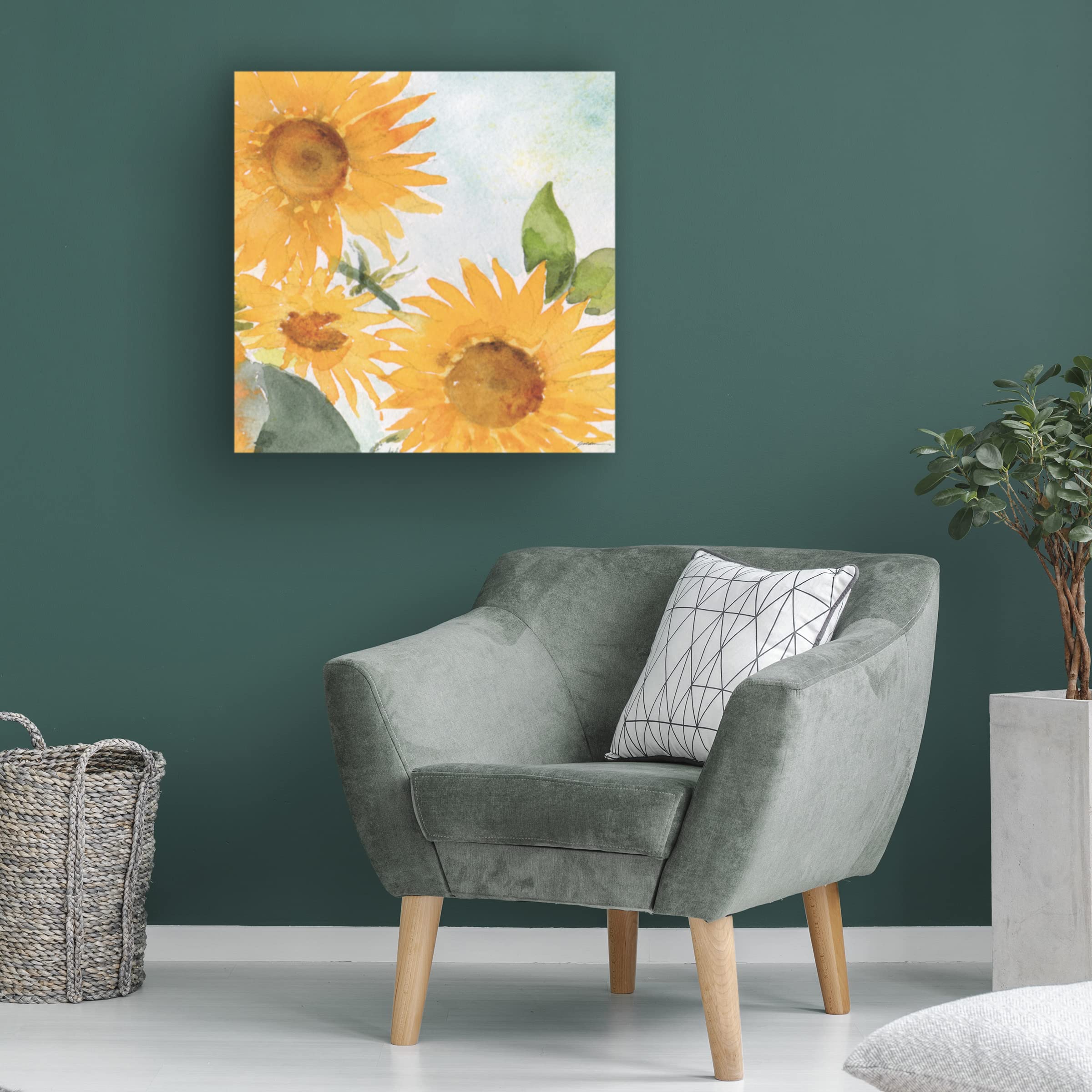 Sunflowers Against The Sky Canvas Wall Art by Sheila Golden - Handmade Floral Painting for Living Room, Bedroom & Office Decor