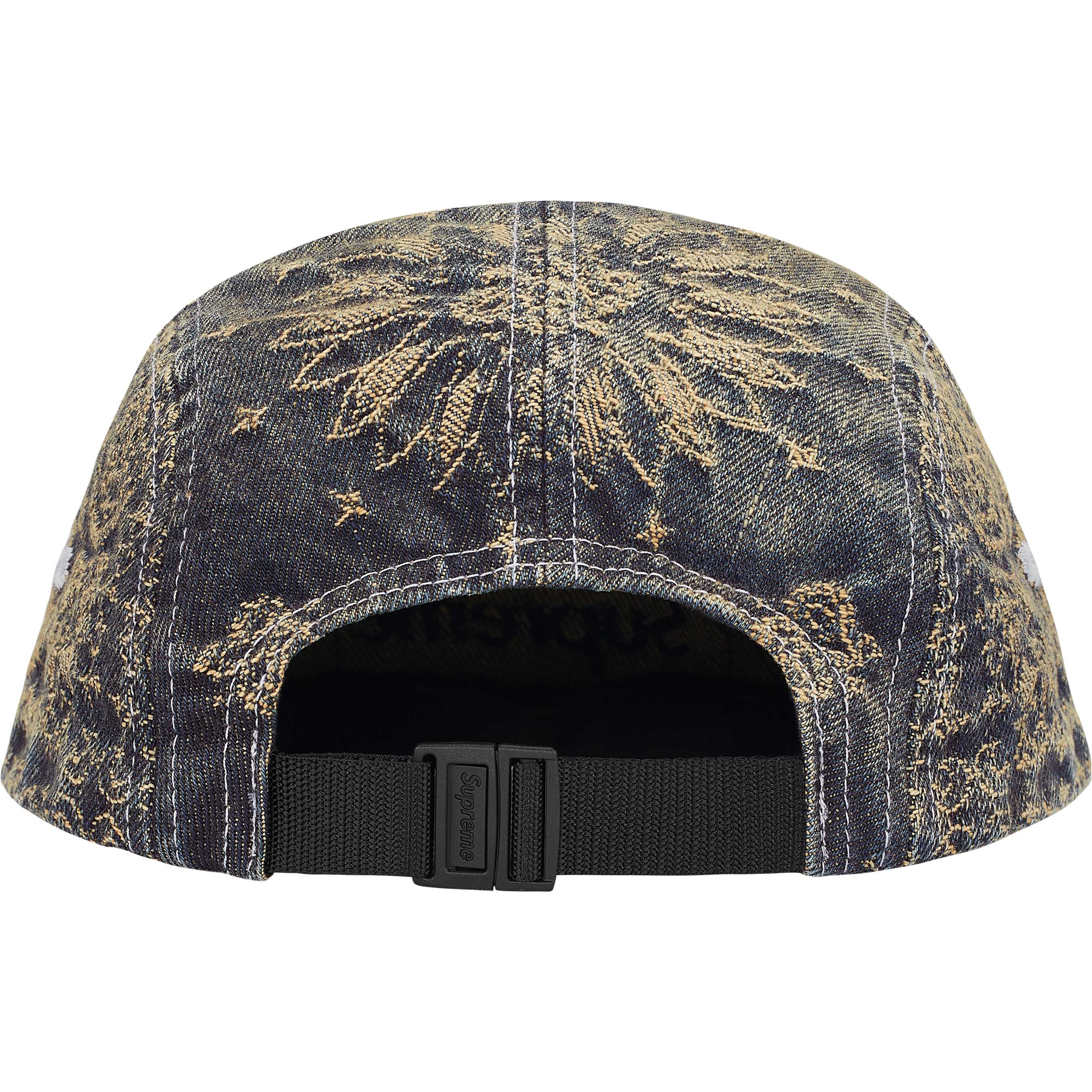 Supreme Jacquard Denim Camp Cap - Indigo Bandana Print Snapback Hat for Streetwear & Outdoor Adventures
