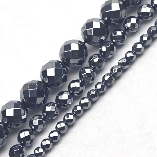 Natural Terahertz Energy Stone Beads - 10mm Round Faceted DIY Loose Beads for Bracelet Making (15