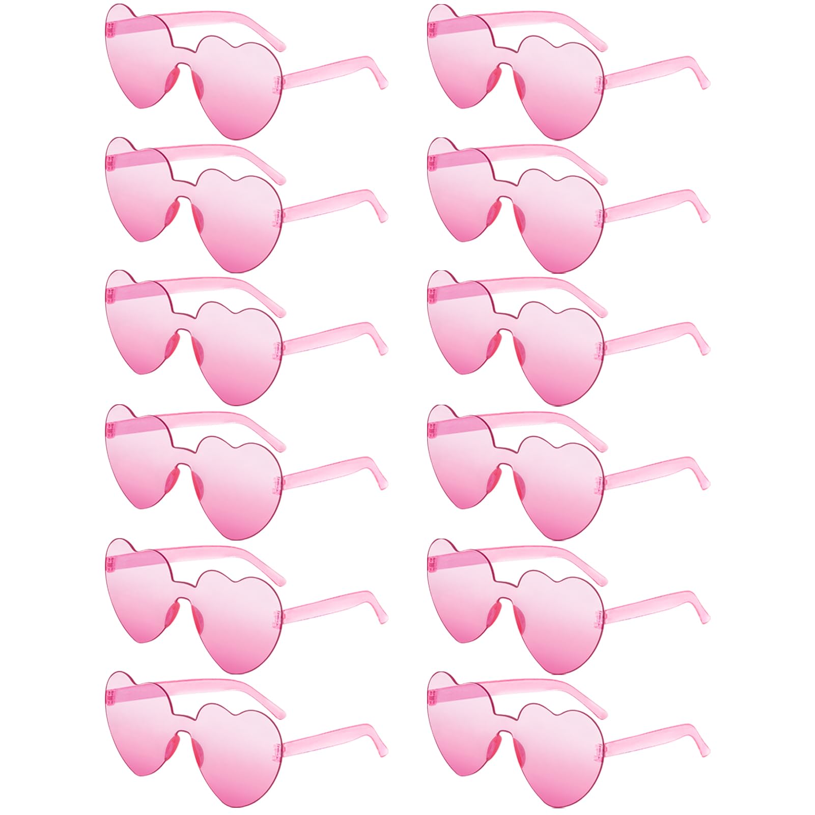 Pibupibu 12 Pack Heart Shaped Sunglasses for Women - Colorful Rimless Transparent UV Protection Sunglasses - Perfect for Bachelorette Parties, Bridal Showers, Beach Vacations & Summer Festivals