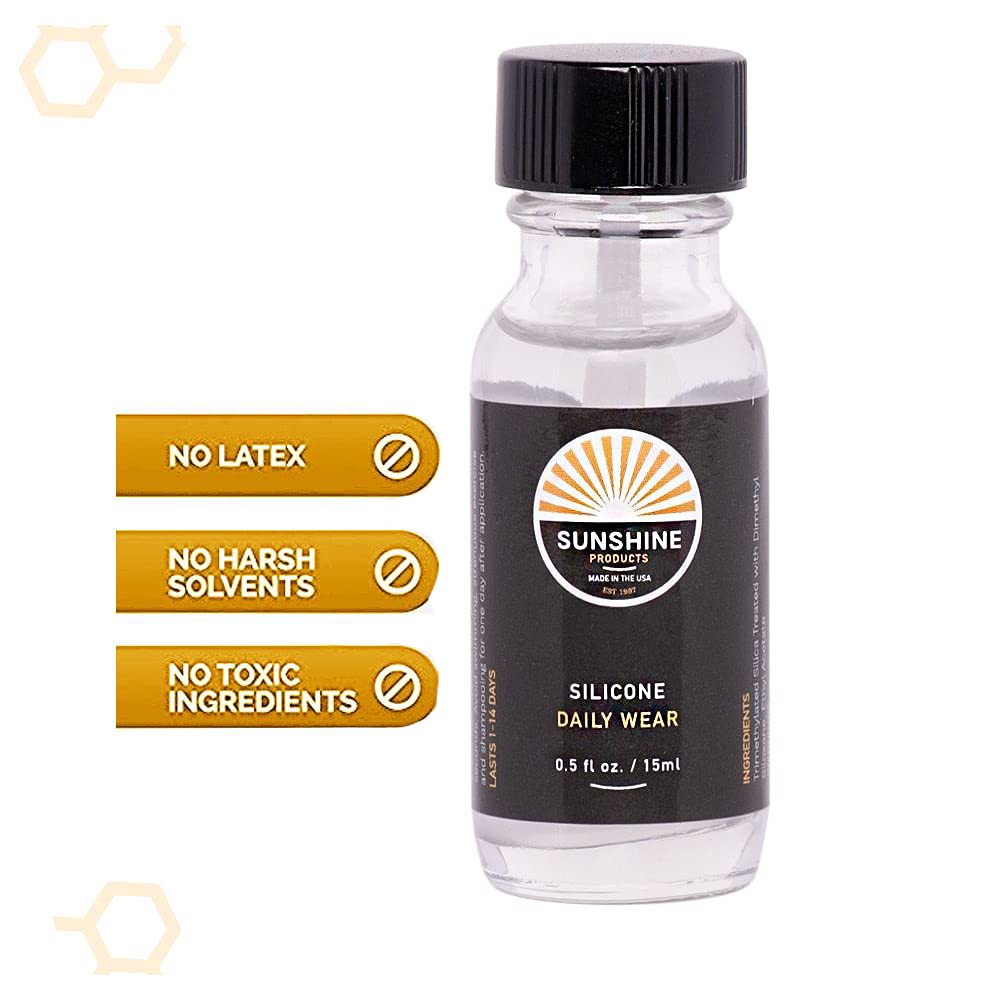 Sunshine Daily Wear Silicone Hair Replacement Adhesive 0.5oz + Quick Acting Wig Glue Remover 2oz - Strong Hold for Wigs, Toupees & Hair Systems - Perfect for Daily Use, Cosplay & Special Events