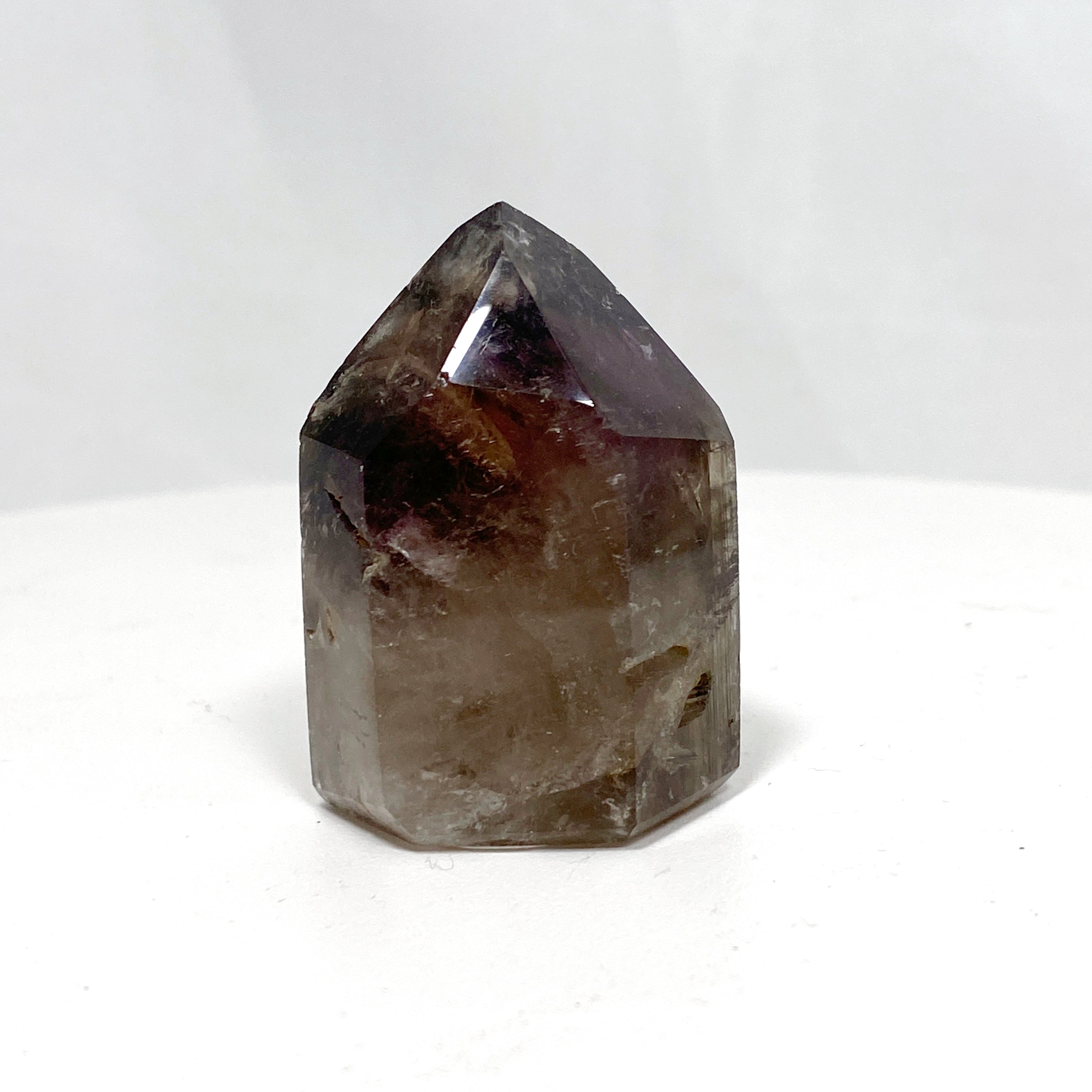 Natural Smokey Amethyst & Clear Quartz Crystal Point - Healing Stone CR3449 for Meditation, Reiki, and Home Decor