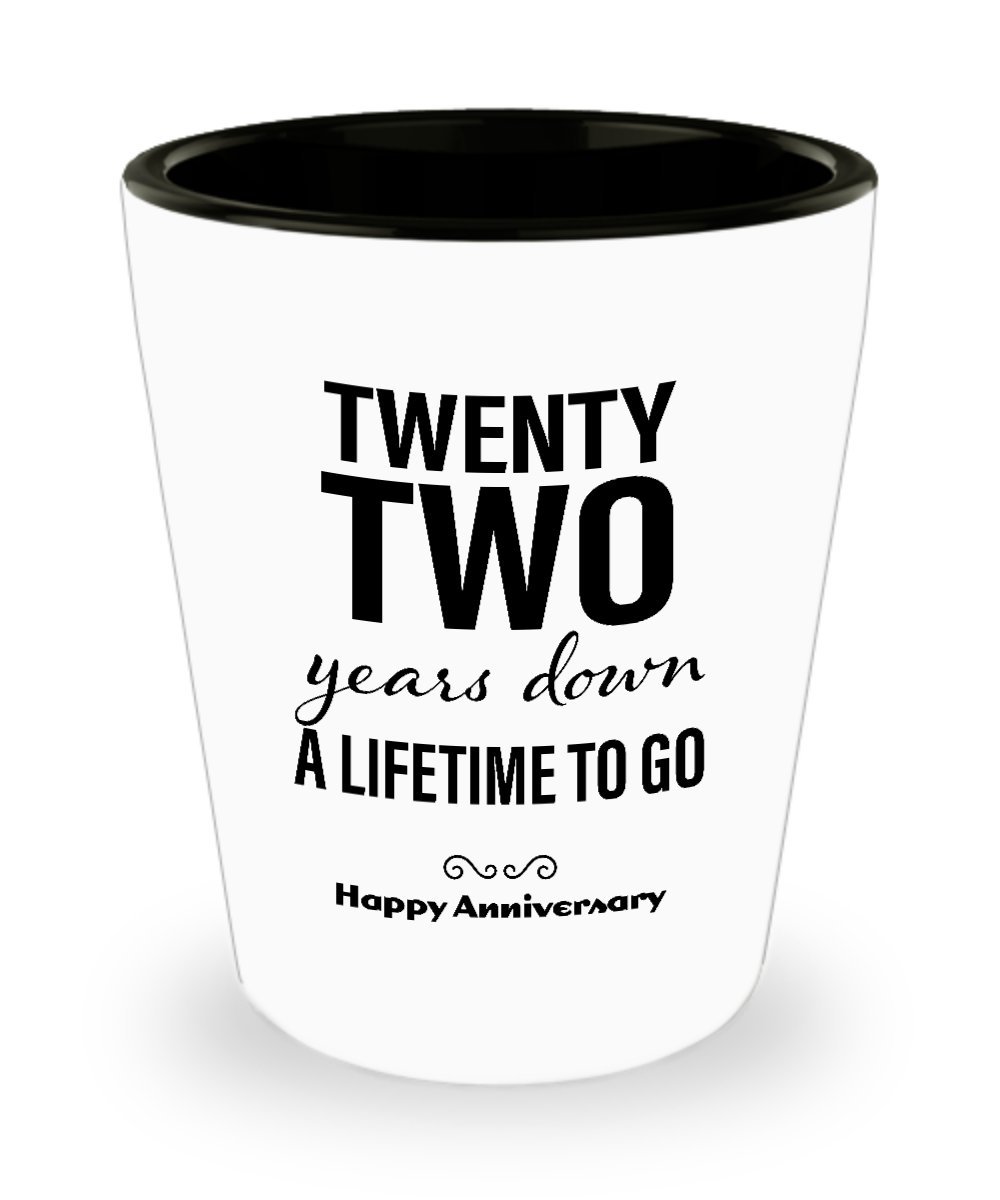 22nd Anniversary Shot Glass for Men - Unique Wedding Gift for Husband, Boyfriend & Friends - 22 Years Down Celebration - Perfect for Parties, Toasts & Special Occasions