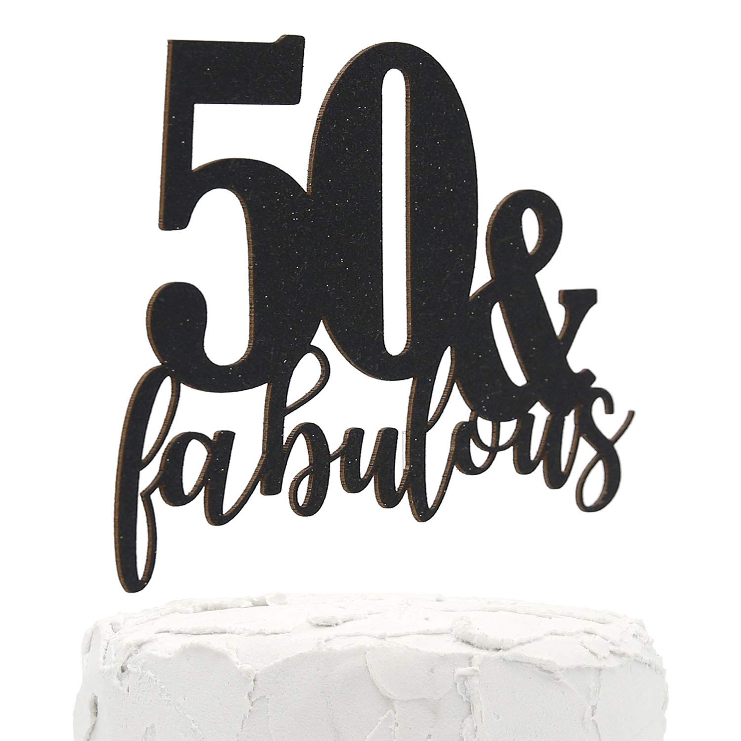 50th Birthday Party Decorations - Double Sided Black Glitter Sign '50 & Fabulous' - Premium Quality Made in USA - Perfect for Milestone Celebrations, Photo Backdrops & Home Decor