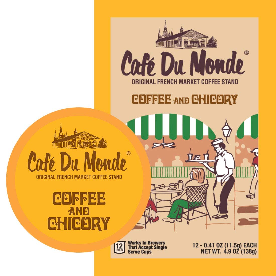 Cafe du Monde Coffee and Chicory Single Serve Pods - 24 Count | Premium New Orleans Style Coffee for Keurig Machines | Perfect for Office, Home & Morning Brews