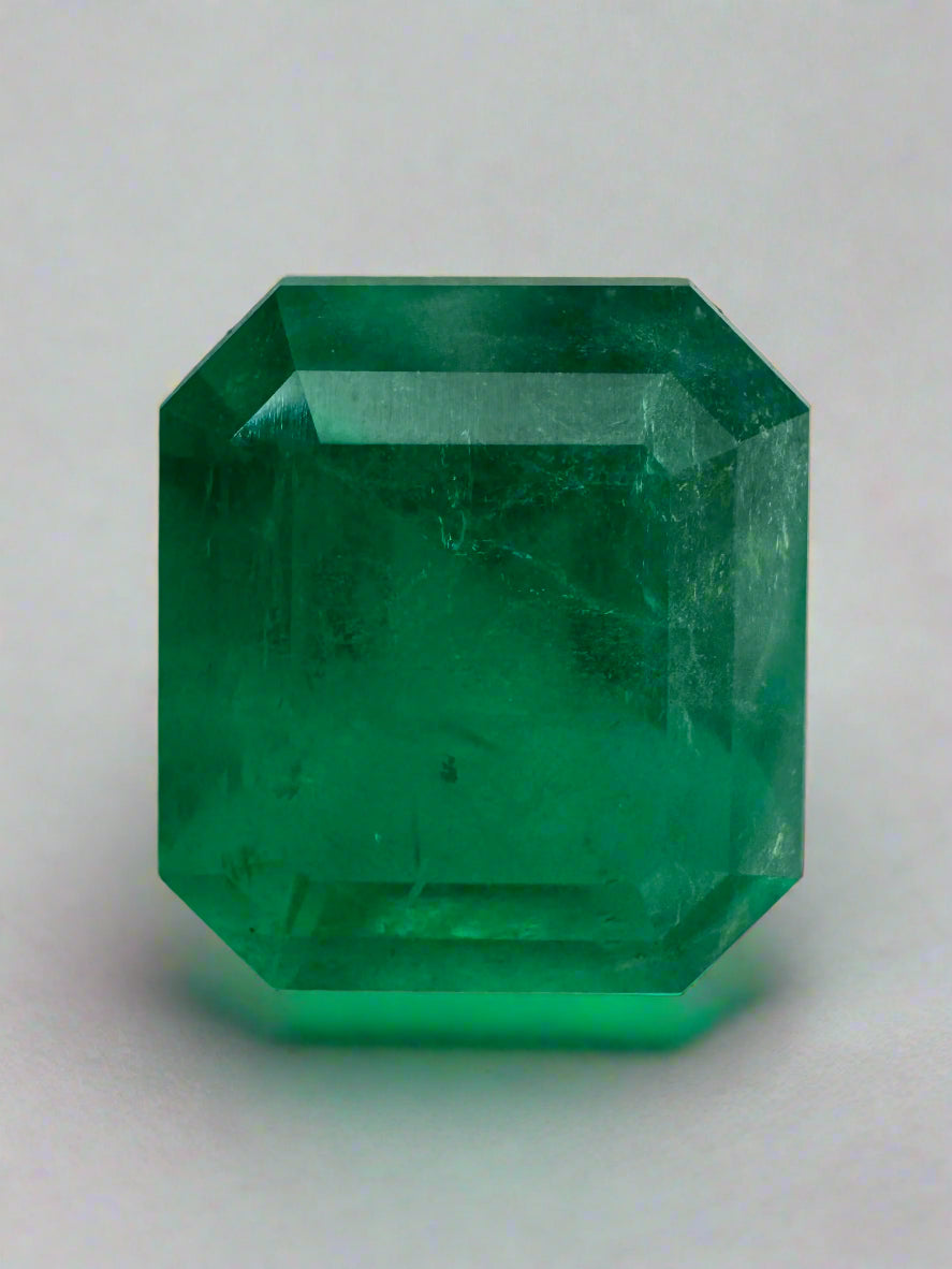 5.94 Carat 12x11mm Deep Green Natural Loose Colombian Emerald Gemstone - Emerald Cut for Jewelry Making, Engagement Rings & Luxury Gifts