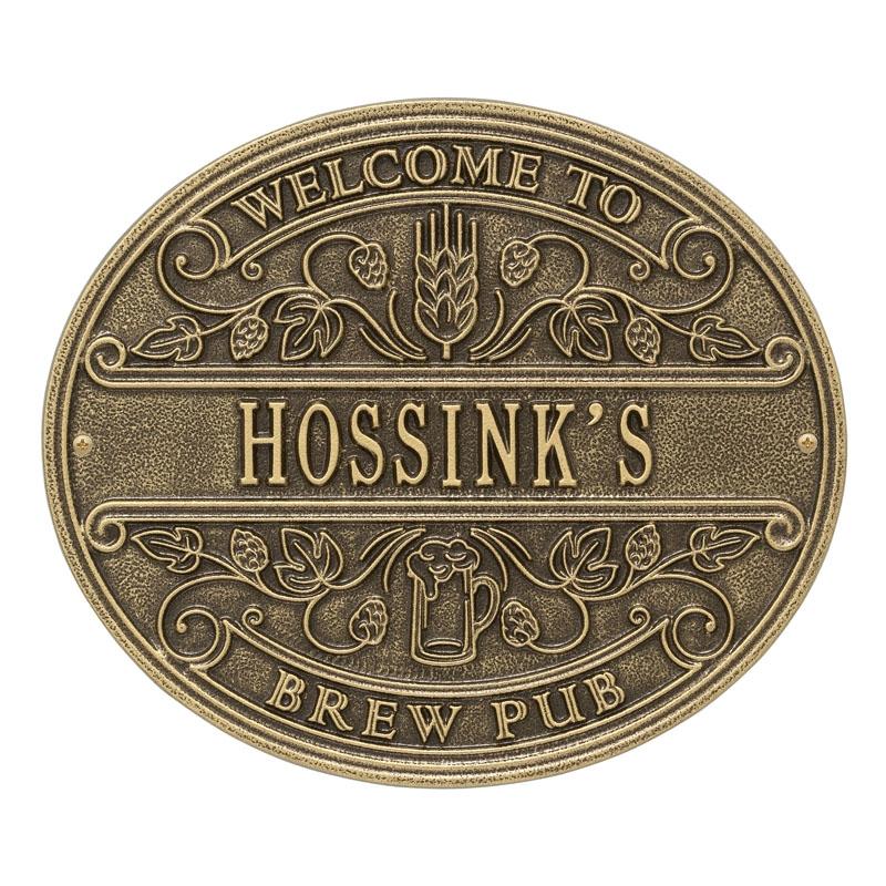 Custom Cast Aluminum Plaque for Brew Pubs - Personalized Welcome Sign for Bars & Pubs - Perfect for Entrance, Wall Decor & Business Branding