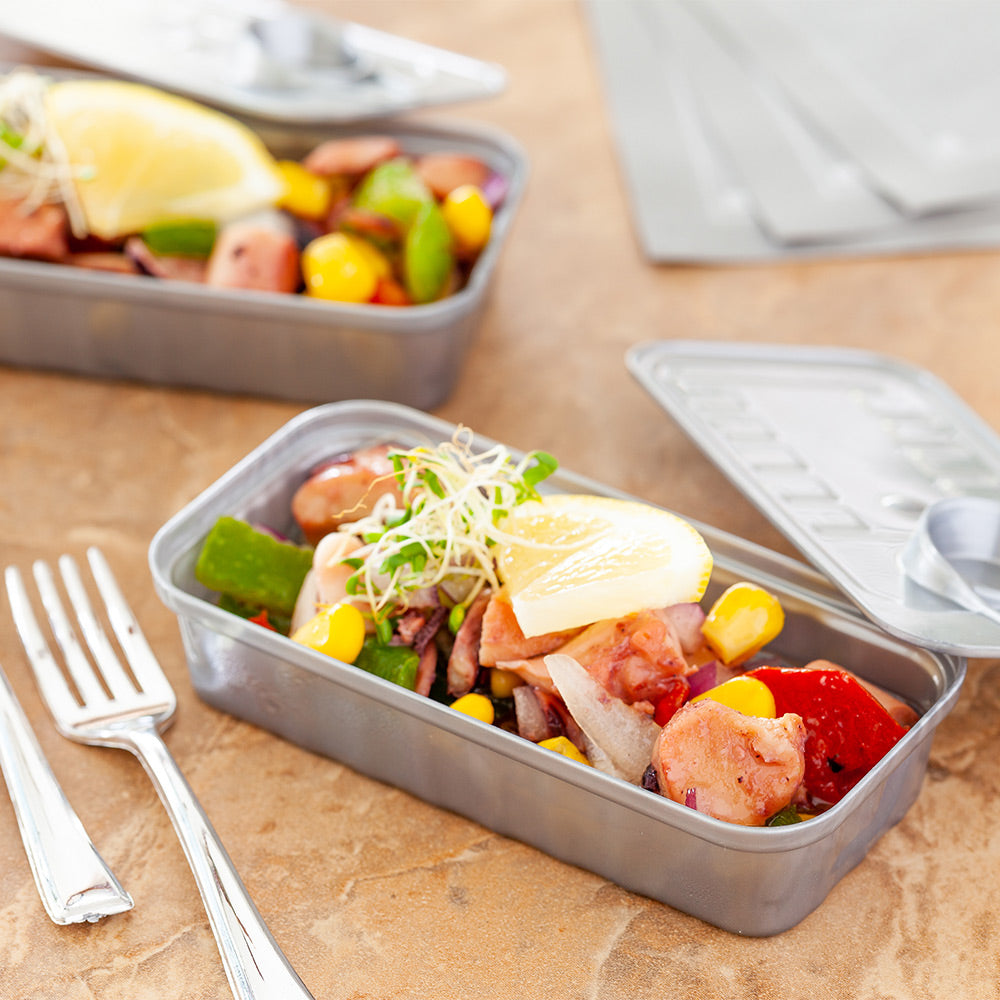 2 oz Rectangle Silver Plastic Tin Containers with Lids (4