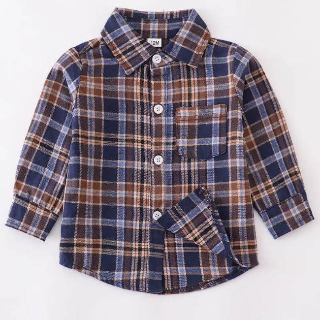 Honeydew Plaid Button Down Shirt for Men - Blue & Beige Checkered Flannel Shirt - Casual Office Wear & Outdoor Fall Fashion