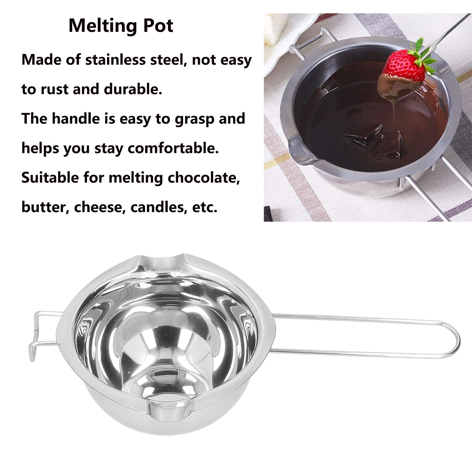 Premium Stainless Steel Double Boiler Pot for Melting Chocolate, Butter, Soap & Wax - Ideal for Candle Making, Candy Crafting & DIY Cosmetics at Home