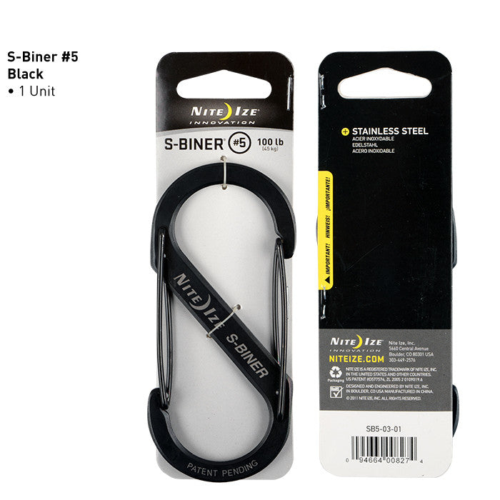 Nite Ize S-Biner #5 Stainless Steel Carabiner Clip - Heavy Duty Keychain Hook for Outdoor Gear, Keys, Backpacks & Camping Accessories