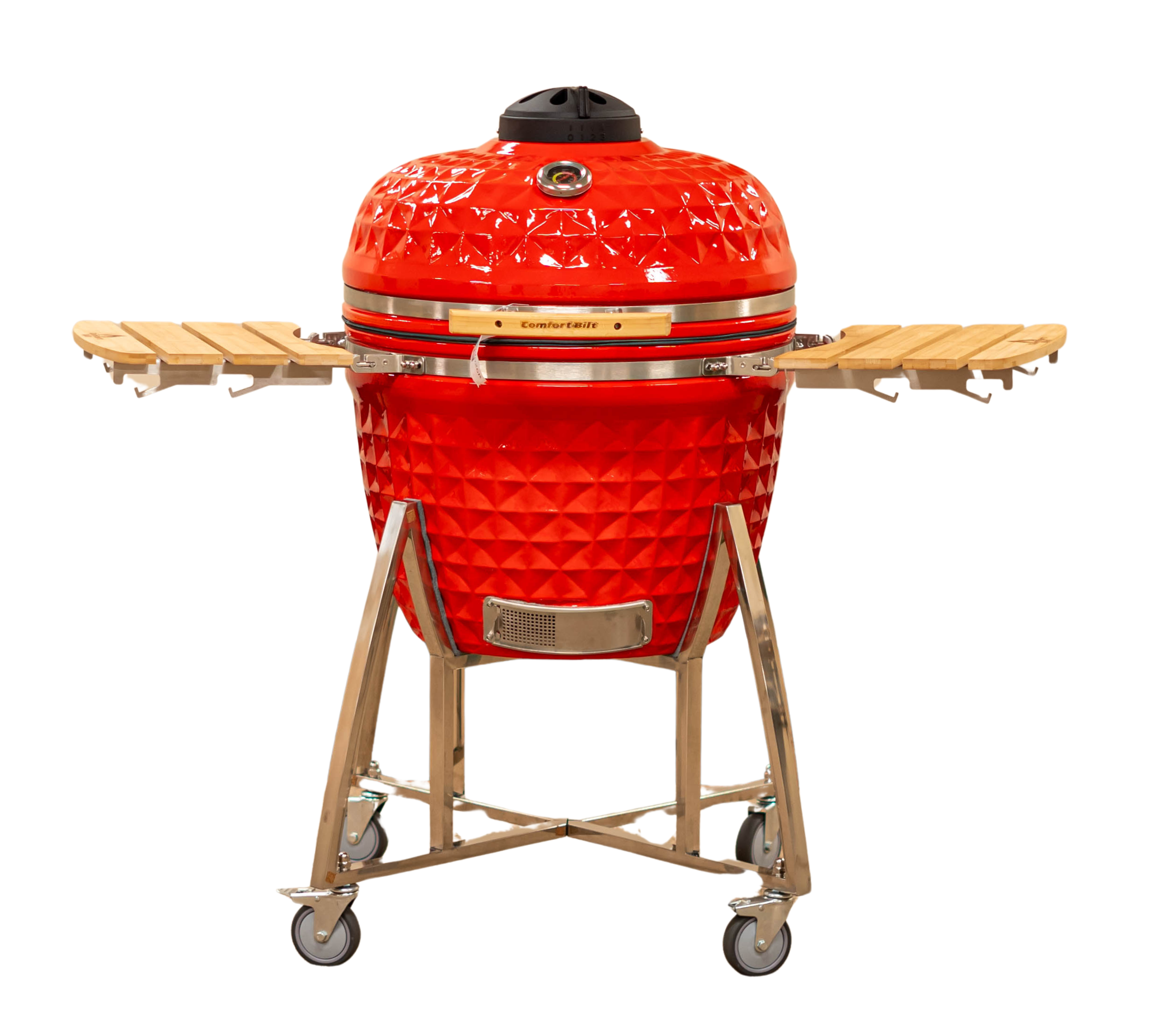 Comfortbilt Kamado Grill - 26 Inch Ceramic Charcoal Grill with Red Diamond Pattern | Outdoor BBQ, Grilling, Smoking & Backyard Cooking