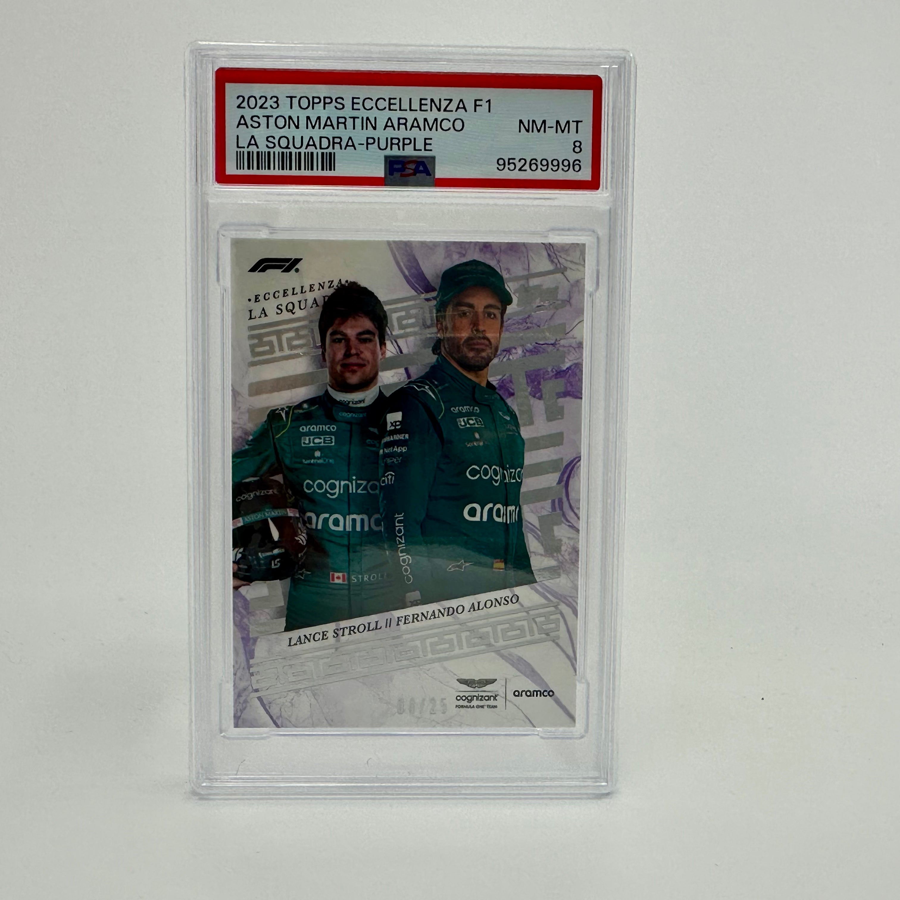 PSA 8 Graded 2004/25 Aston Martin Stroll & Alonso 2023 Eccellenza La Squadra Racing Card - Perfect for F1 Collectors, Display Cases, and Sports Memorabilia Collections