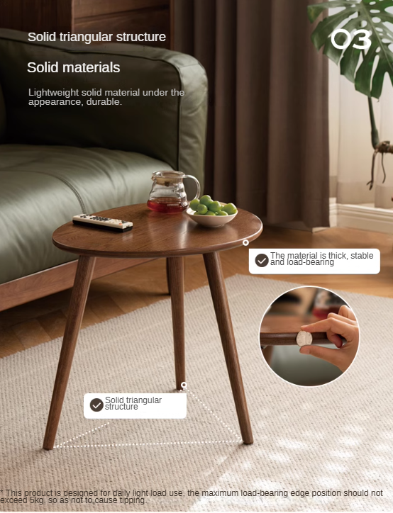 Solid Oak Wood Side Table in Walnut Finish - Perfect for Living Room, Bedroom, or Office Furniture