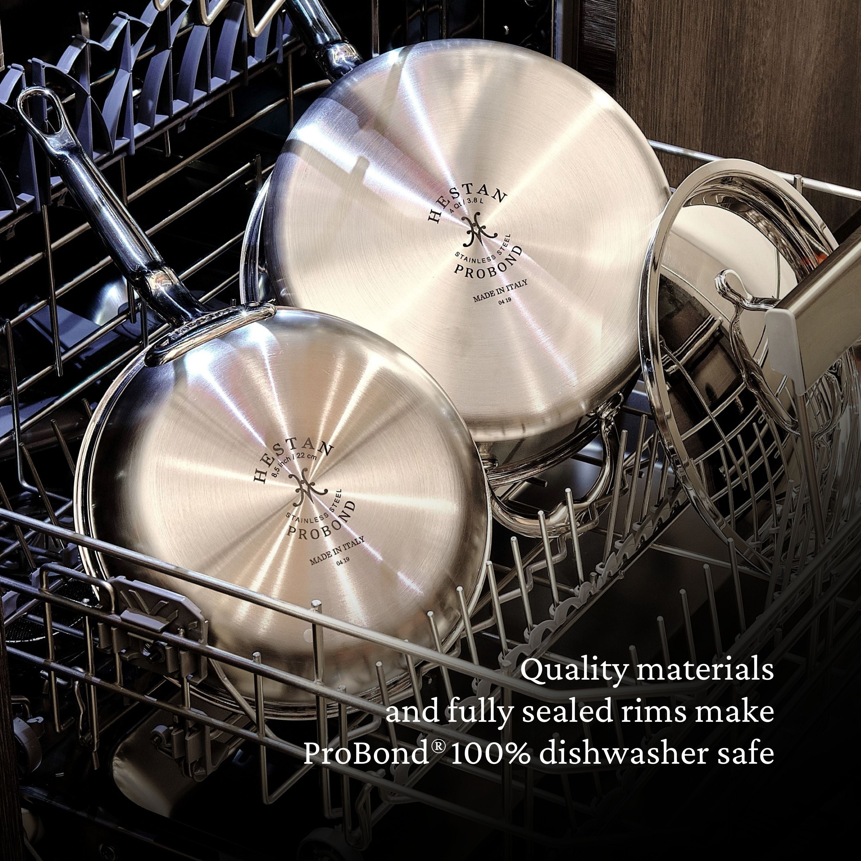 Hestan Probond Nonstick Covered Saute Pan with Helper Handle - Premium Cookware for Home Chefs & Professional Kitchens - Perfect for Searing, Frying & Sauteing Vegetables, Meats & More