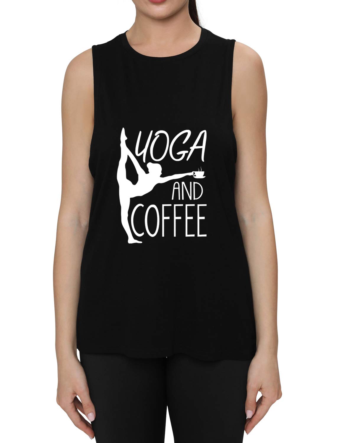FANNOO Women's Workout Muscle Tank Tops - Funny Gym Saying Fitness & Yoga Sleeveless Shirts - Perfect for Gym, Running, Yoga & Coffee Lovers