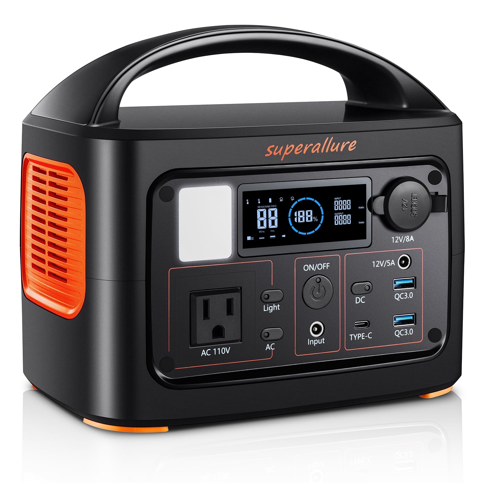 Portable Power Station 300W, 300Wh Solar Generator with Pure Sine Wave AC Outlet, 2 USB Ports, 1 Type-C & DC Output - Perfect for Camping, RV Trips, Home Backup & Outdoor Power Needs