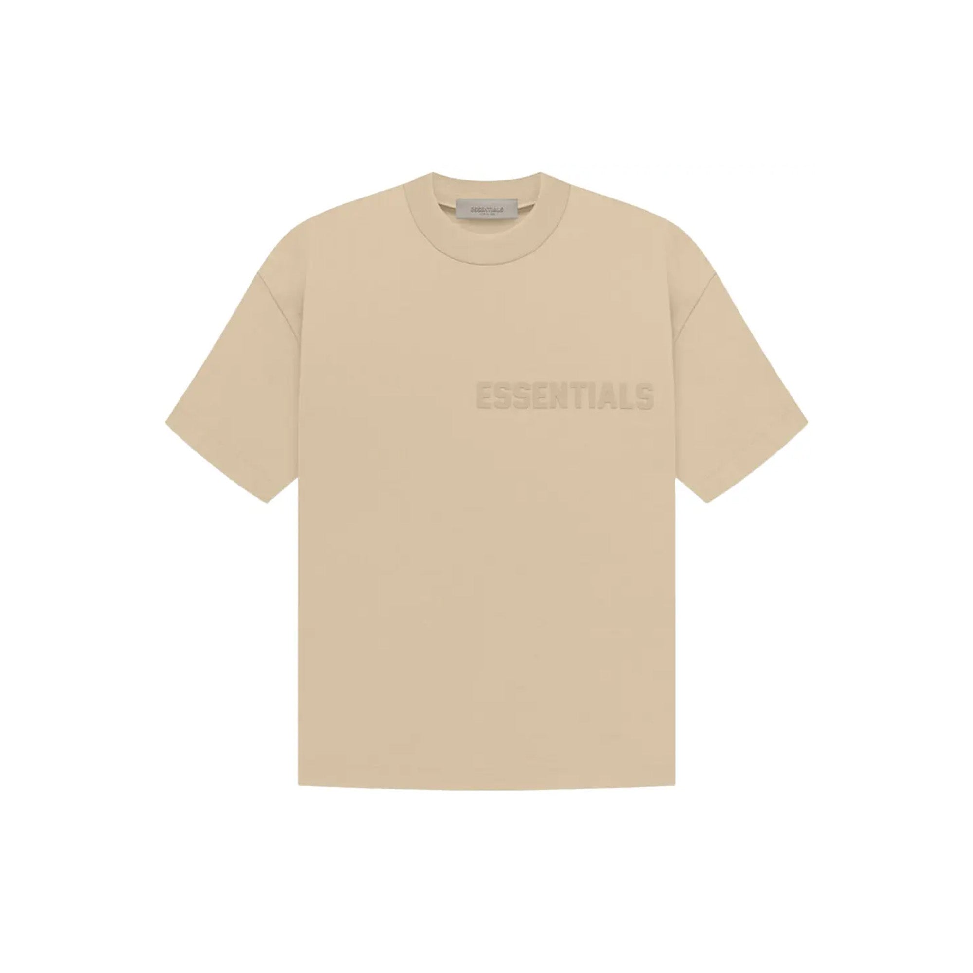 Fear of God Essentials Short Sleeve T-Shirt for Men - Soft Cotton Crewneck Tee in Sand Color (2023 Collection) | Casual Wear, Street Style & Everyday Outfits
