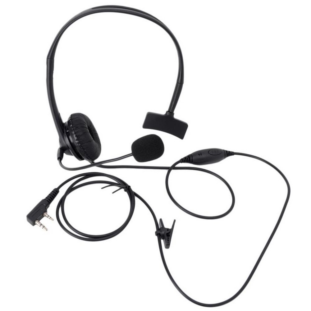 2-Pin Noise Cancelling Overhead Headset with Boom Mic for Kenwood Baofeng Wouxun Two-Way Radios - Durable Communication Headset for Security, Construction & Outdoor Activities