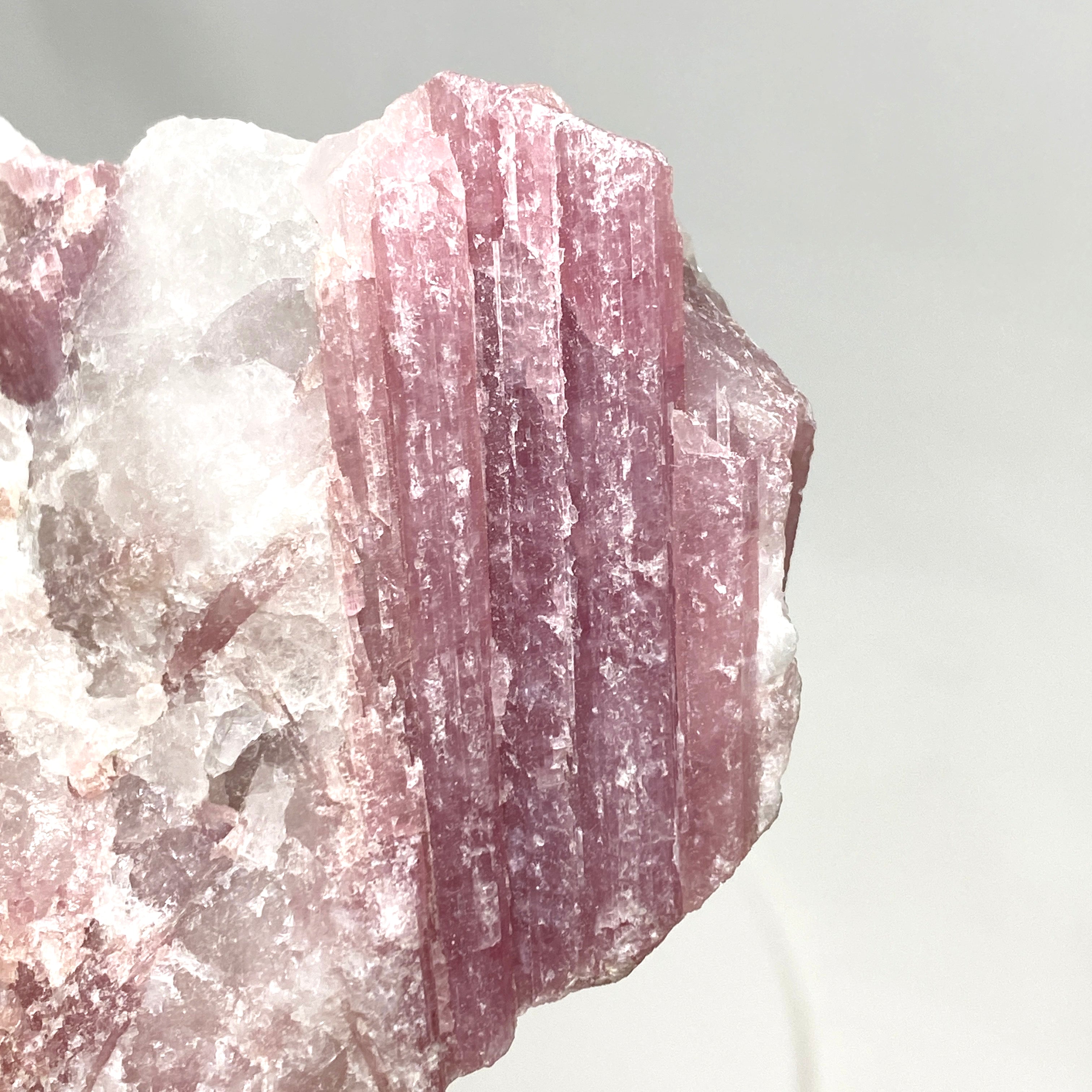 Natural Pink Tourmaline on Quartz Crystal - PTQ 03 Specimen for Mineral Collection, Healing & Home Decor