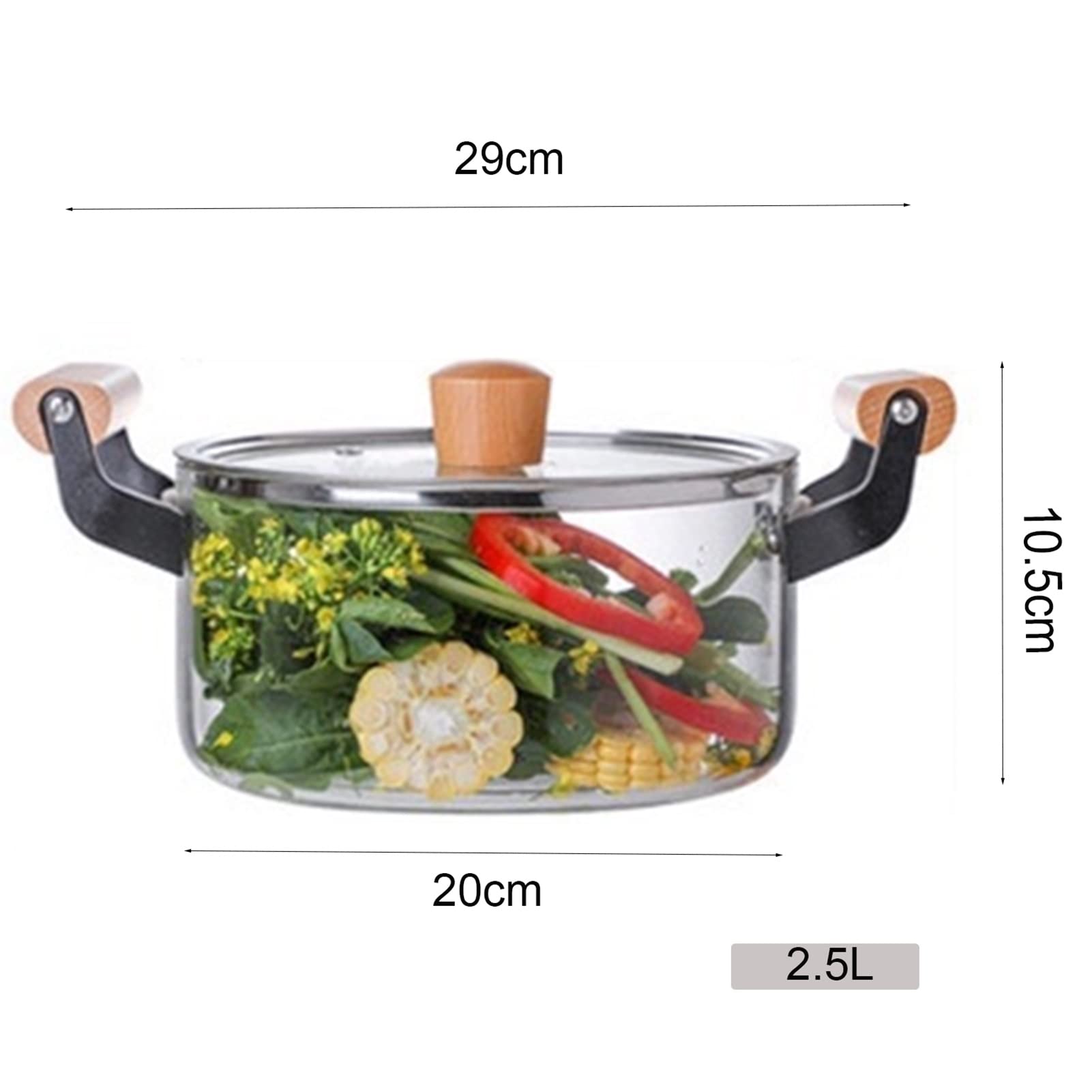 **Heat Resistant Clear Glass Pot with Lid & Handle - 2.5L Milk Pan, Saucepan for Cooking Baby Food, Noodles, Soup & More - Steam Hole Design for Safe Braising & Steaming**