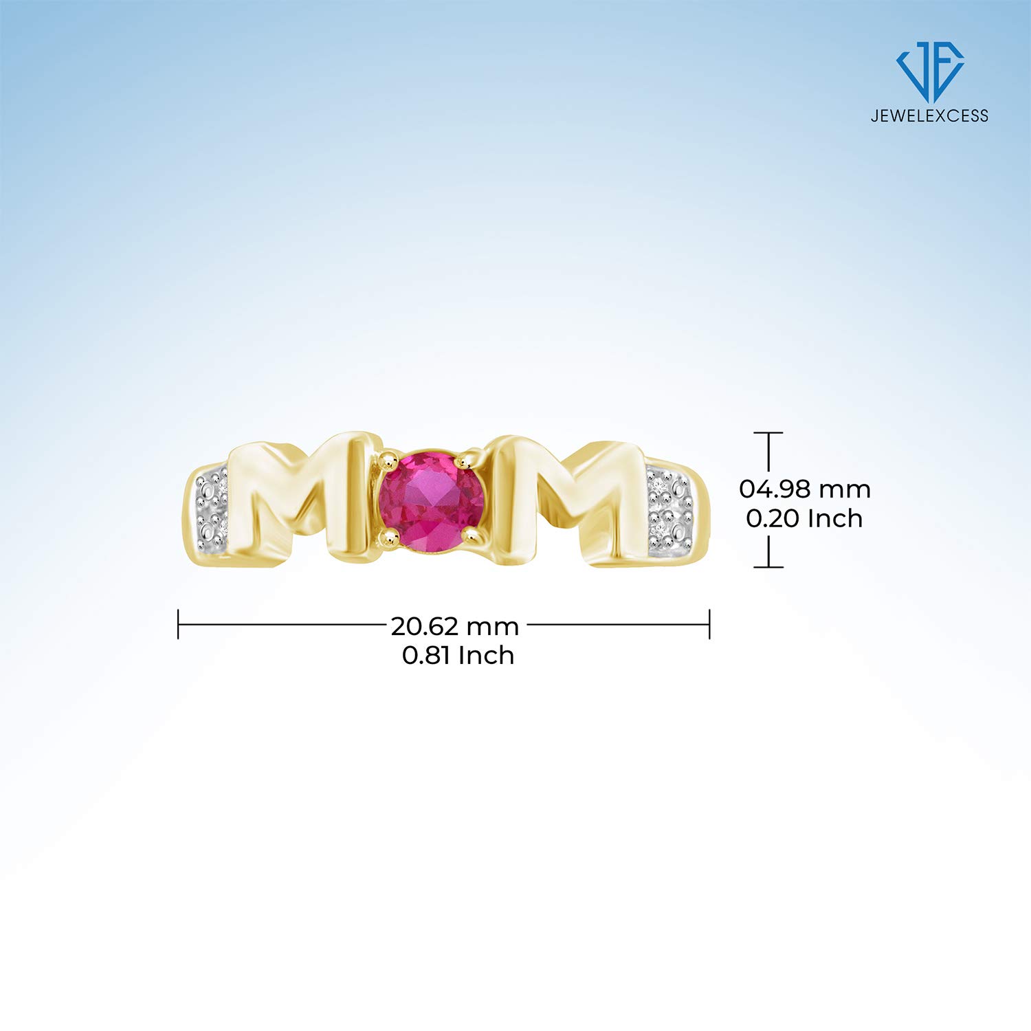 JEWELEXCESS Mothers Ring Birthstone Rings for Women – Elegant Sterling Silver or Gold Plated Ring with Created White Sapphire & Birthstones – Perfect Gift for Mom, Birthday, Anniversary, Mother’s Day – Ideal for Everyday Wear & Special Occasions
