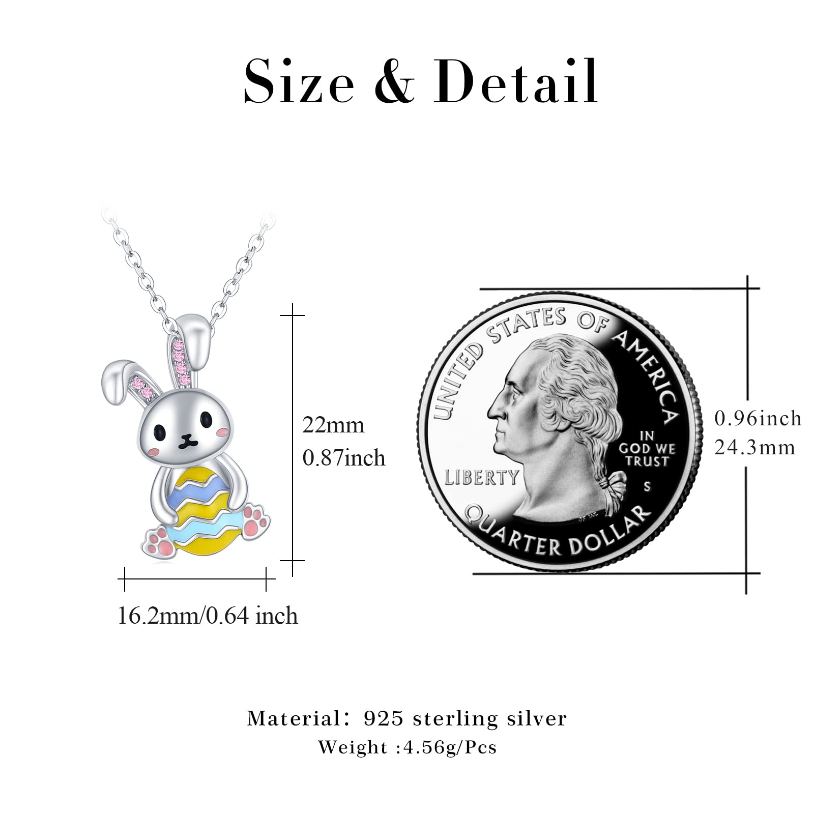 Sterling Silver Bunny Necklace for Women - Elegant Rabbit Pendant Jewelry, Easter Gift for Mom, Mother's Day Present | Perfect for Easter Celebrations, Spring Fashion Accessories, and Thoughtful Gift Giving