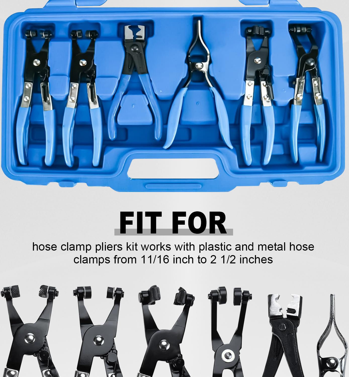 9-Piece Hose Clamp Pliers Tool Set - Long Reach Wire Spring Hose Clamp Remover - Universal Automotive Fuel Oil Water Hose Removal Kit for Car, Truck & DIY Repairs