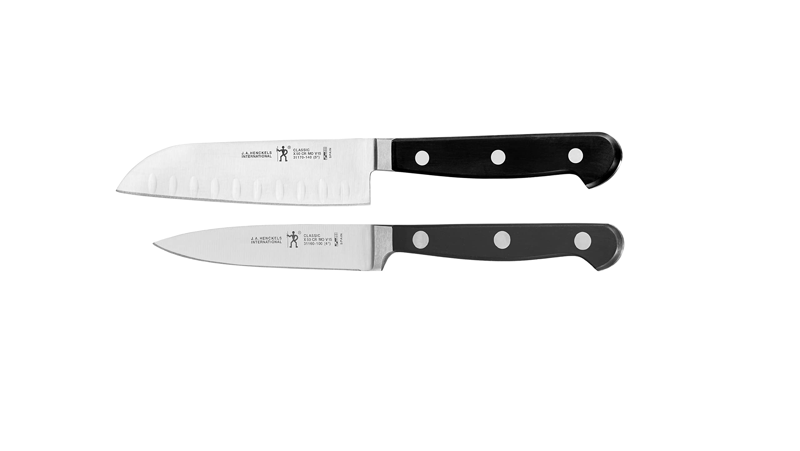 HENCKELS Classic Razor-Sharp 2-Piece Knife Set - 5 Inch Santoku Knife & Paring Knife | German Engineered Stainless Steel Kitchen Knives for Professional Chefs & Home Cooking | Perfect for Slicing, Dicing & Precision Cutting