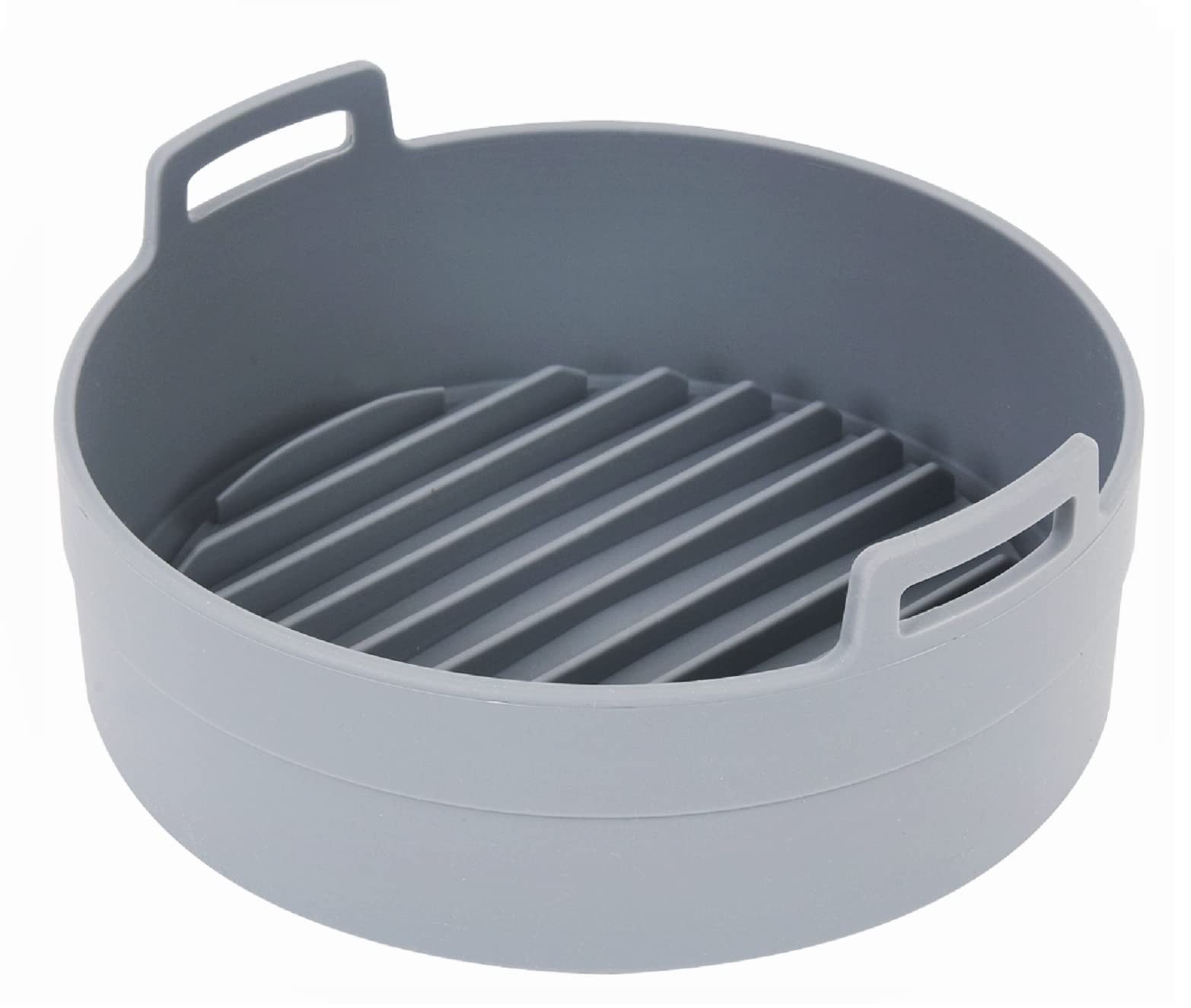 Premium 3-5QT Air Fryer Silicone Pot Bowl Basket Set - Food Safe Non-Tick Oven Accessories - Easy Clean Replacement for Parchment Liners - 7.5 Inch Diameter Gray - Perfect for Healthy Frying, Roasting & Baking at Home